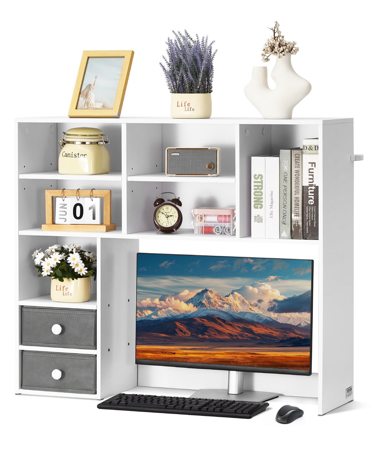 VEVOR Desktop Bookshelf White Desktop Storage Organizer 3 επιπέδων για γραφείο και σπίτι VEVOR Desktop Bookshelf White Desktop Storage Organizer 3 επιπέδων για γραφείο και σπίτι