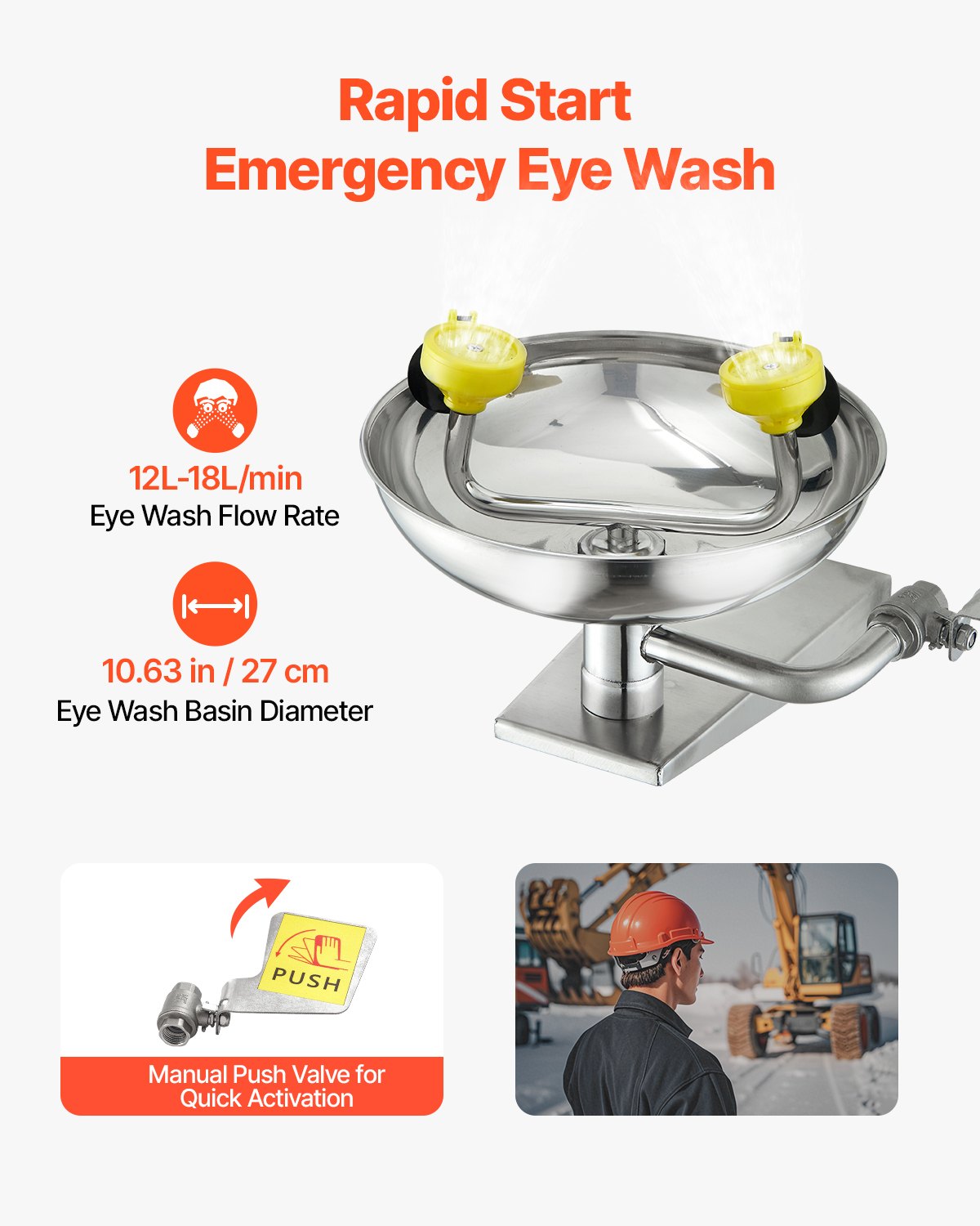 VEVOR Eyewash έκτακτης ανάγκης για πλύσιμο ματιών, επιτοίχιος σταθμός πλύσης ματιών από ανοξείδωτο ατσάλι VEVOR Eyewash έκτακτης ανάγκης για πλύσιμο ματιών, επιτοίχιος σταθμός πλύσης ματιών από ανοξείδωτο ατσάλι