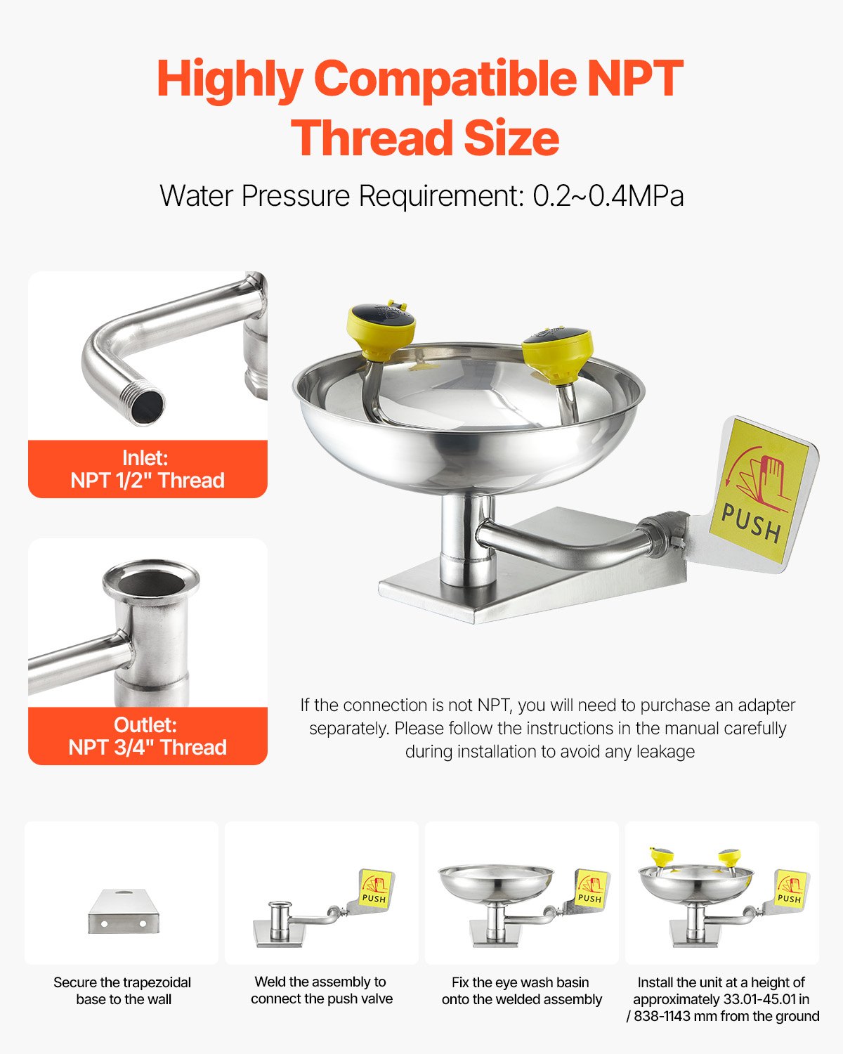 VEVOR Eyewash έκτακτης ανάγκης για πλύσιμο ματιών, επιτοίχιος σταθμός πλύσης ματιών από ανοξείδωτο ατσάλι VEVOR Eyewash έκτακτης ανάγκης για πλύσιμο ματιών, επιτοίχιος σταθμός πλύσης ματιών από ανοξείδωτο ατσάλι