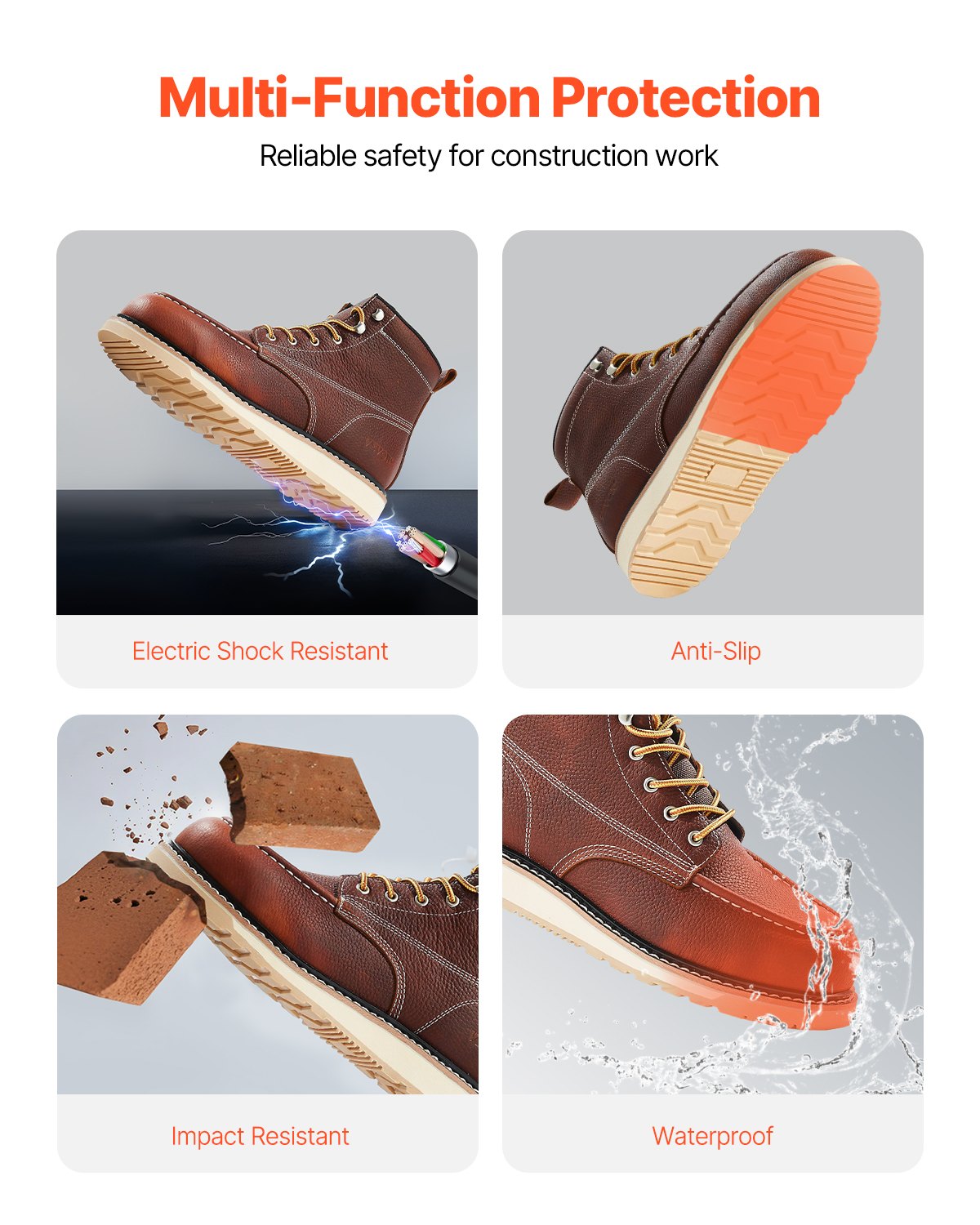 VEVOR Steel Toe Work Boots UK Size 7,5 Waterproof Moc Toe for Men Αντιολισθητικά VEVOR Steel Toe Work Boots UK Size 7,5 Waterproof Moc Toe for Men Αντιολισθητικά