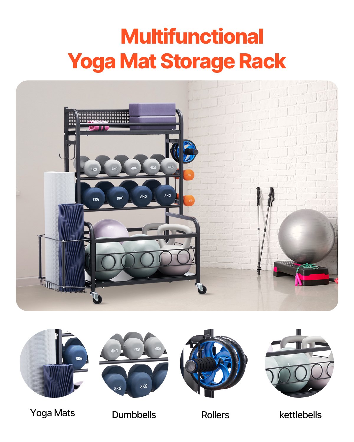 VEVOR Home Gym Workout Equipment Organizer Ματ γιόγκα Storage Weight Rack Dumbbell VEVOR Home Gym Workout Equipment Organizer Ματ γιόγκα Storage Weight Rack Dumbbell