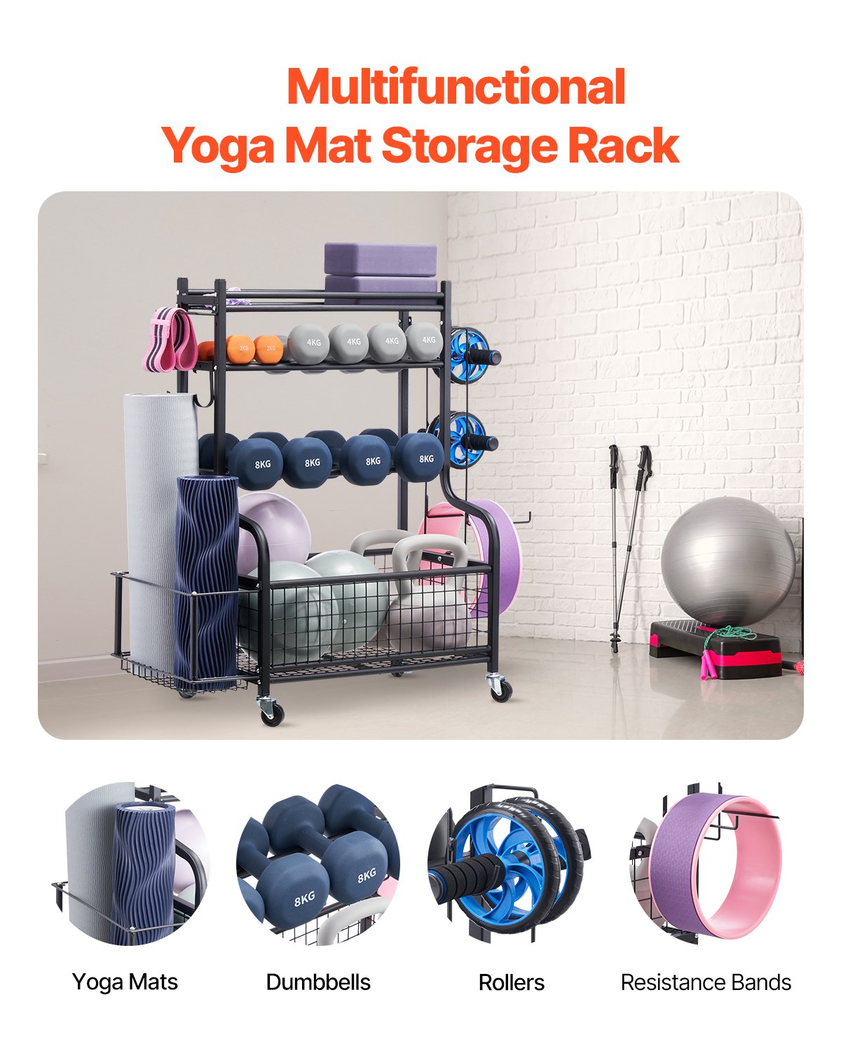 VEVOR Home Gym Workout Equipment Organizer Ματ γιόγκα Storage Weight Rack Dumbbell VEVOR Home Gym Workout Equipment Organizer Ματ γιόγκα Storage Weight Rack Dumbbell