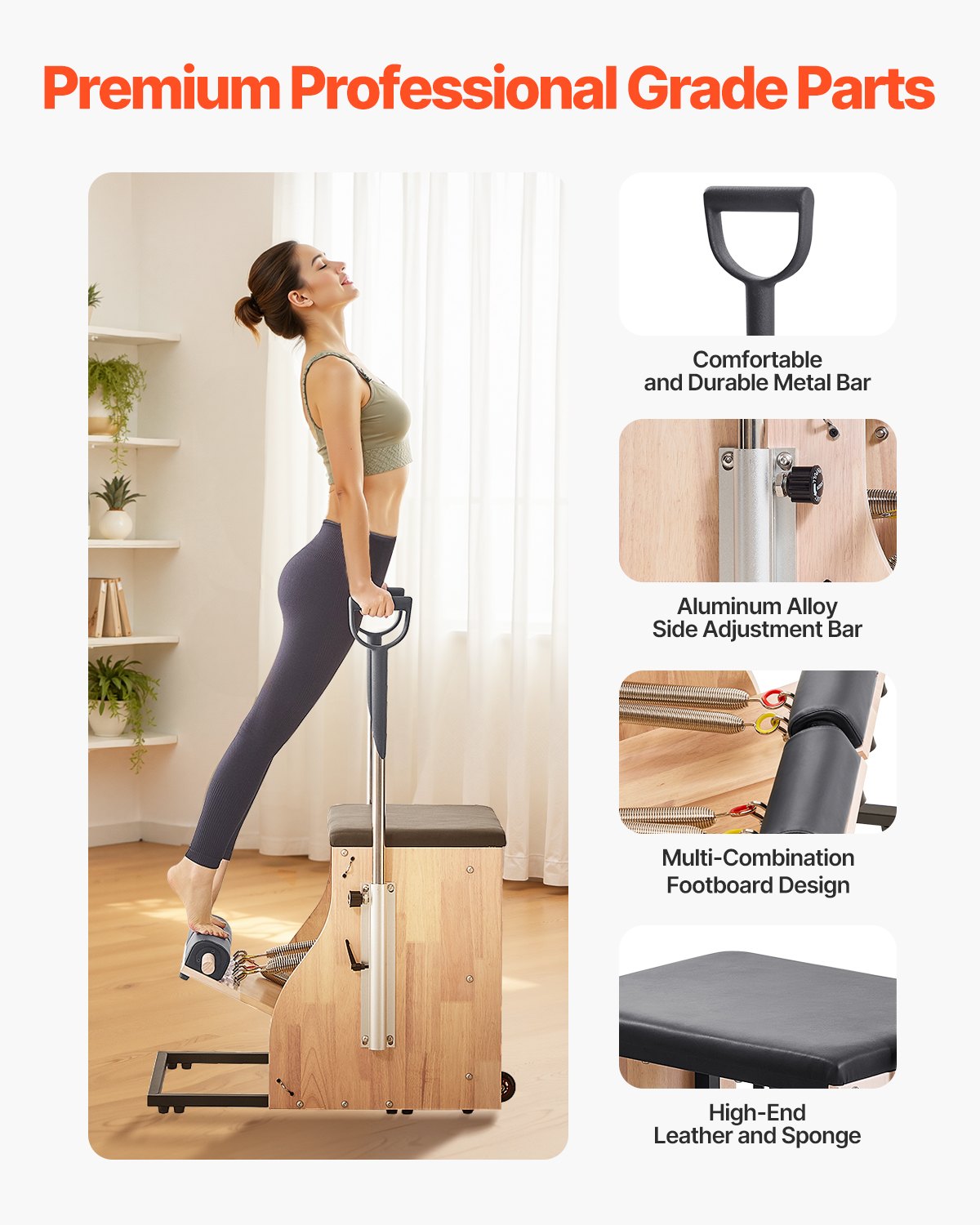 Πολυθρόνα Pilates VEVOR με διπλά πεντάλ για σταθερότητα, λαβή για προπόνηση ολόκληρου του σώματος Πολυθρόνα Pilates VEVOR με διπλά πεντάλ για σταθερότητα, λαβή για προπόνηση ολόκληρου του σώματος