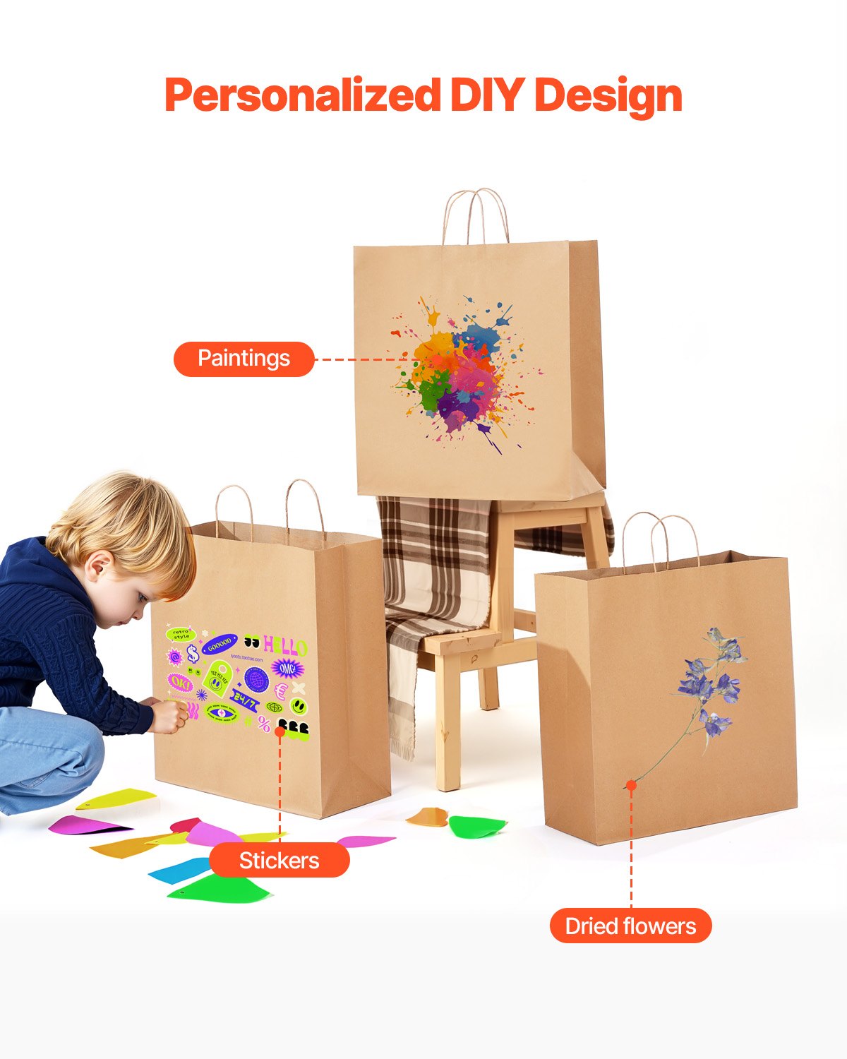 VEVOR Χάρτινες Σακούλες Kraft με Χερούλια 100 Τεμάχια 18x7x19 σε Μαύρη Τσάντα για Ψώνια VEVOR Χάρτινες Σακούλες Kraft με Χερούλια 100 Τεμάχια 18x7x19 σε Μαύρη Τσάντα για Ψώνια