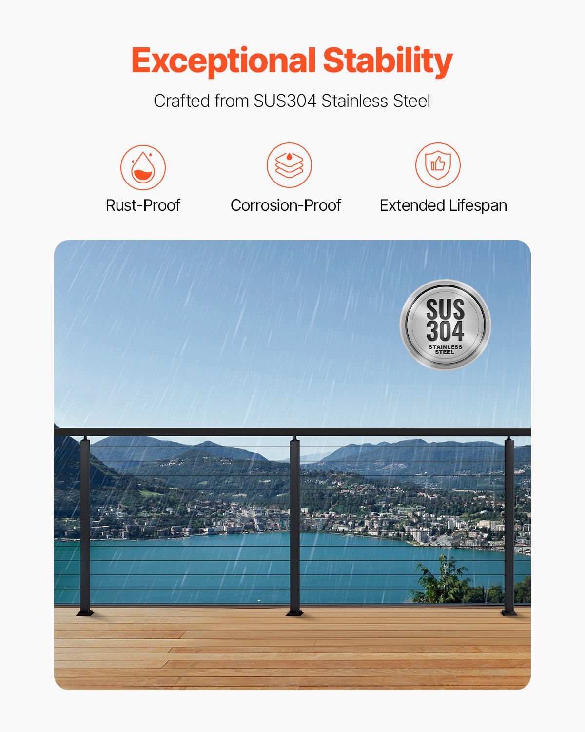 VEVOR Στύλος κιγκλιδώματος καλωδίων 42x2x2 ιντσών με προτρύπημα 1JZLGZXHS106AWJO6001V0 VEVOR Στύλος κιγκλιδώματος καλωδίων 42x2x2 ιντσών με προτρύπημα 1JZLGZXHS106AWJO6001V0