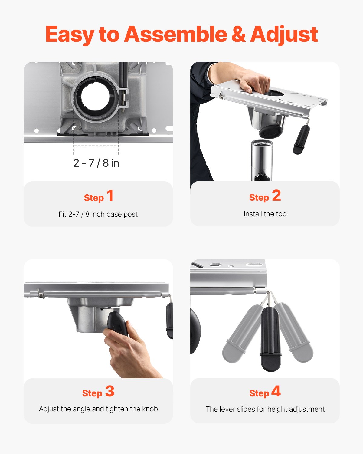 Βάση καθίσματος σκάφους VEVOR με συρόμενη ρύθμιση προς τα εμπρός και προς τα πίσω Βάση καθίσματος σκάφους VEVOR με συρόμενη ρύθμιση προς τα εμπρός και προς τα πίσω