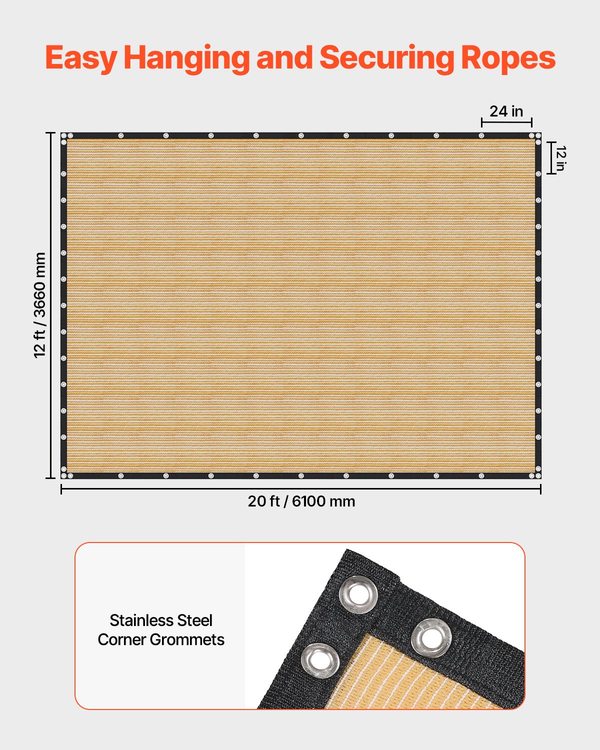 VEVOR 90% Υφασμάτινη Σήτα Προστασίας Ιδιωτικότητας 12 x 20 πόδια για Αίθριο Κήπο (Μπεζ) VEVOR 90% Υφασμάτινη Σήτα Προστασίας Ιδιωτικότητας 12 x 20 πόδια για Αίθριο Κήπο (Μπεζ)