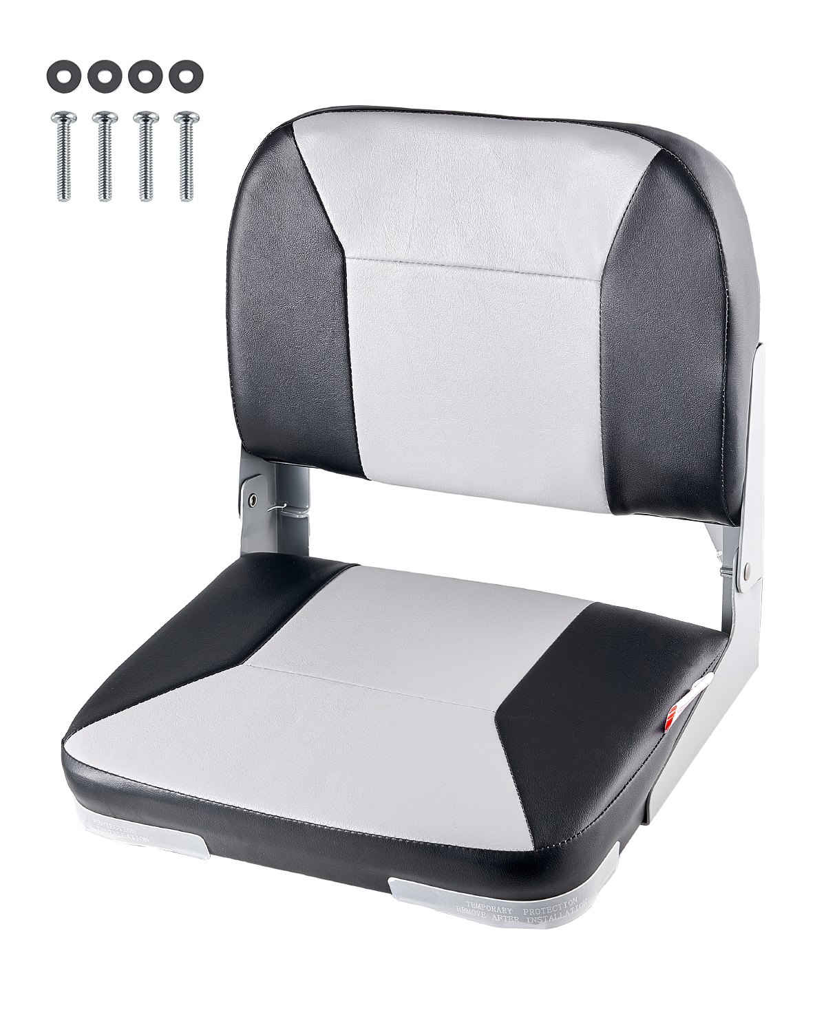 VEVOR Κάθισμα Σκάφους με Χαμηλή Πλάτη, Αναδιπλούμενο Μαξιλάρι Σφουγγάρι για Κάθισμα Σκάφους, Μαύρο & Γκρι VEVOR Κάθισμα Σκάφους με Χαμηλή Πλάτη, Αναδιπλούμενο Μαξιλάρι Σφουγγάρι για Κάθισμα Σκάφους, Μαύρο & Γκρι