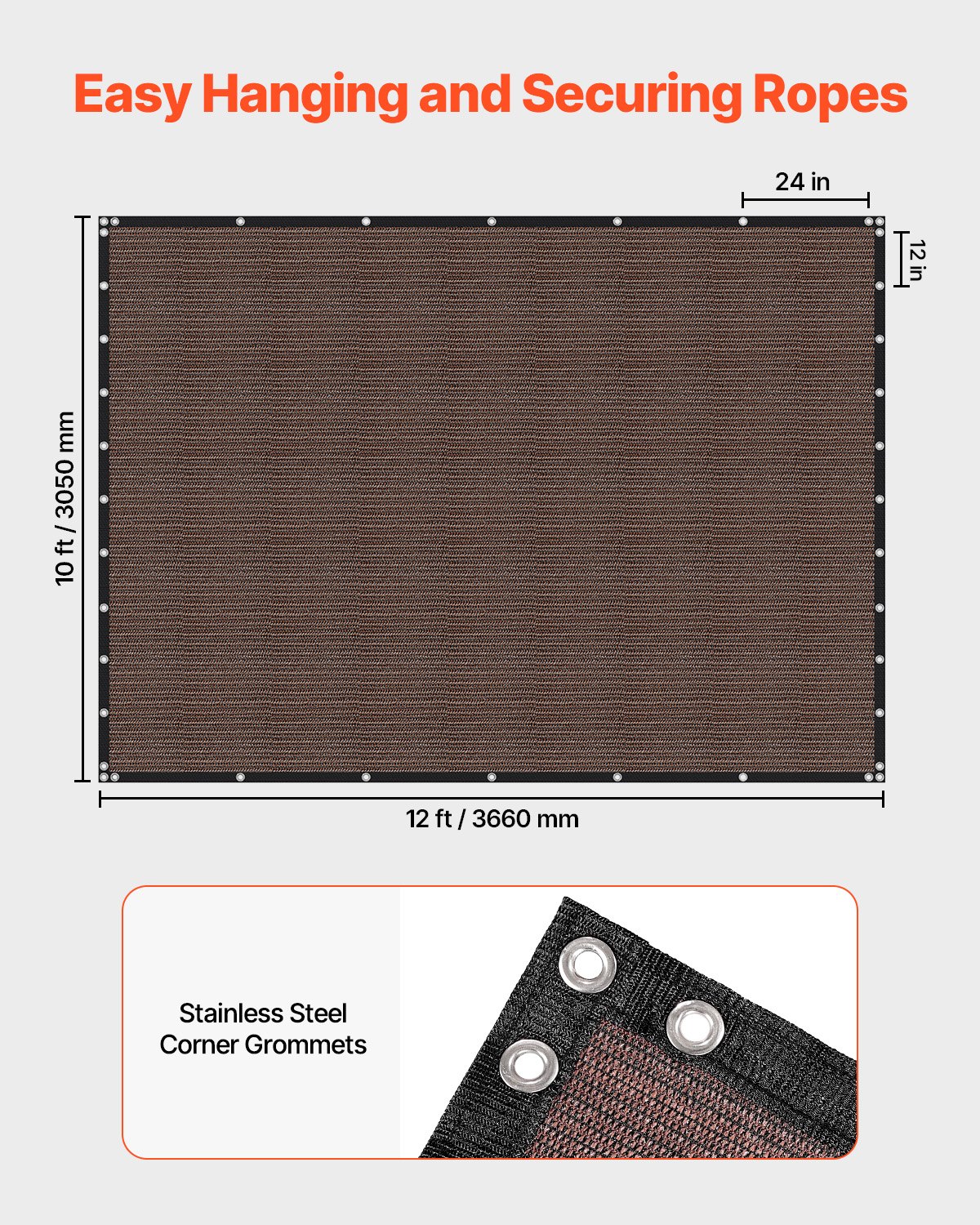 VEVOR 90% Υφασμάτινη Σήτα Προστασίας Ιδιωτικότητας 10 x 12 πόδια για Αίθριο Κήπο (Καφέ) VEVOR 90% Υφασμάτινη Σήτα Προστασίας Ιδιωτικότητας 10 x 12 πόδια για Αίθριο Κήπο (Καφέ)