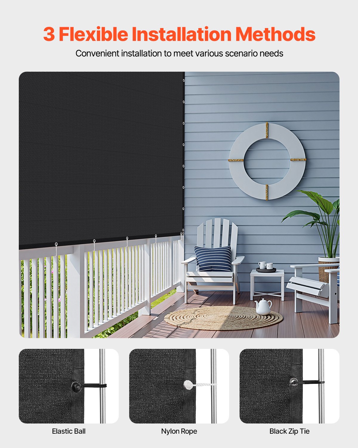 VEVOR 90% Υφασμάτινη Οθόνη Προστασίας Απορρήτου 8 x 12 πόδια για Αίθριο Κήπο (Μαύρο) VEVOR 90% Υφασμάτινη Οθόνη Προστασίας Απορρήτου 8 x 12 πόδια για Αίθριο Κήπο (Μαύρο)