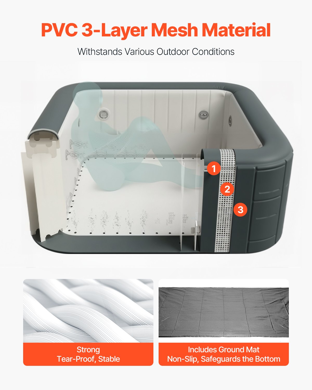 Φουσκωτό Υδρομασάζ VEVOR 4 έως 6 Ατόμων 1850 x 660 χιλ. Φορητό Εξωτερικό Σπα Τετράγωνο Φουσκωτό Υδρομασάζ VEVOR 4 έως 6 Ατόμων 1850 x 660 χιλ. Φορητό Εξωτερικό Σπα Τετράγωνο