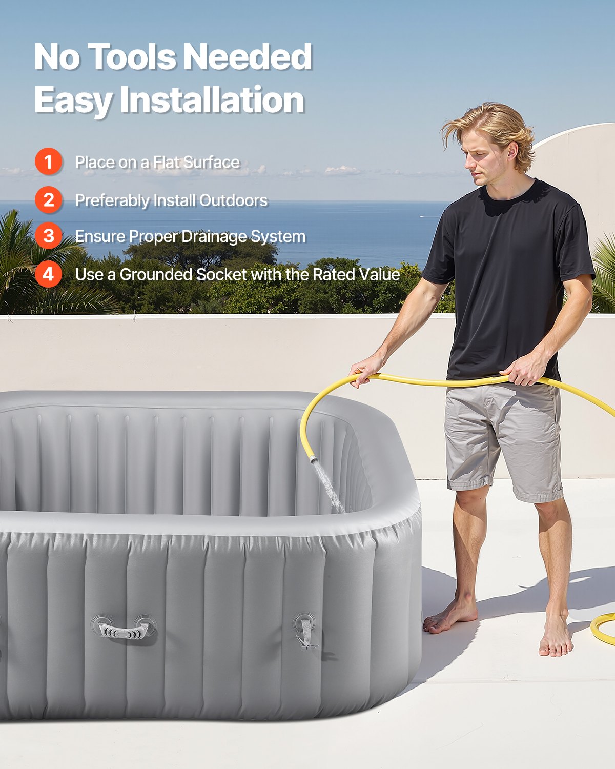 Φουσκωτό Υδρομασάζ VEVOR 4 έως 6 Ατόμων 1850 x 660 χιλ. Φορητό Εξωτερικό Σπα Τετράγωνο Φουσκωτό Υδρομασάζ VEVOR 4 έως 6 Ατόμων 1850 x 660 χιλ. Φορητό Εξωτερικό Σπα Τετράγωνο