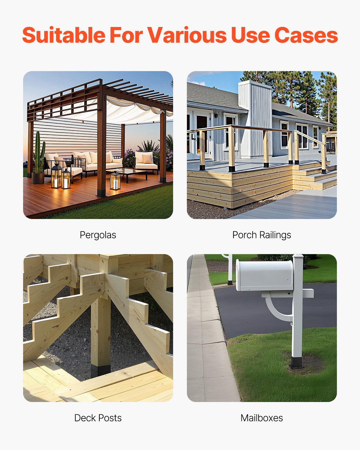 VEVOR 4 τεμάχια Βάση στήριξης στύλου 4x4 Ξύλινη άγκυρα στύλου φράχτη Εσωτερικό μέγεθος 3,6x3,6 ίντσες VEVOR 4 τεμάχια Βάση στήριξης στύλου 4x4 Ξύλινη άγκυρα στύλου φράχτη Εσωτερικό μέγεθος 3,6x3,6 ίντσες