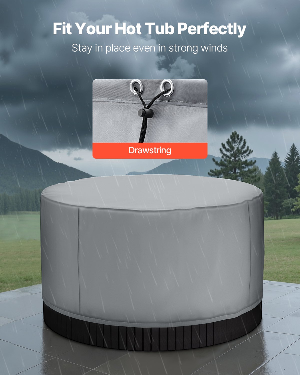 Κάλυμμα Υδρομασάζ VEVOR Στρογγυλό 2000 x 850 mm Ανθεκτικό στις καιρικές συνθήκες και στο νερό, γκρι Κάλυμμα Υδρομασάζ VEVOR Στρογγυλό 2000 x 850 mm Ανθεκτικό στις καιρικές συνθήκες και στο νερό, γκρι