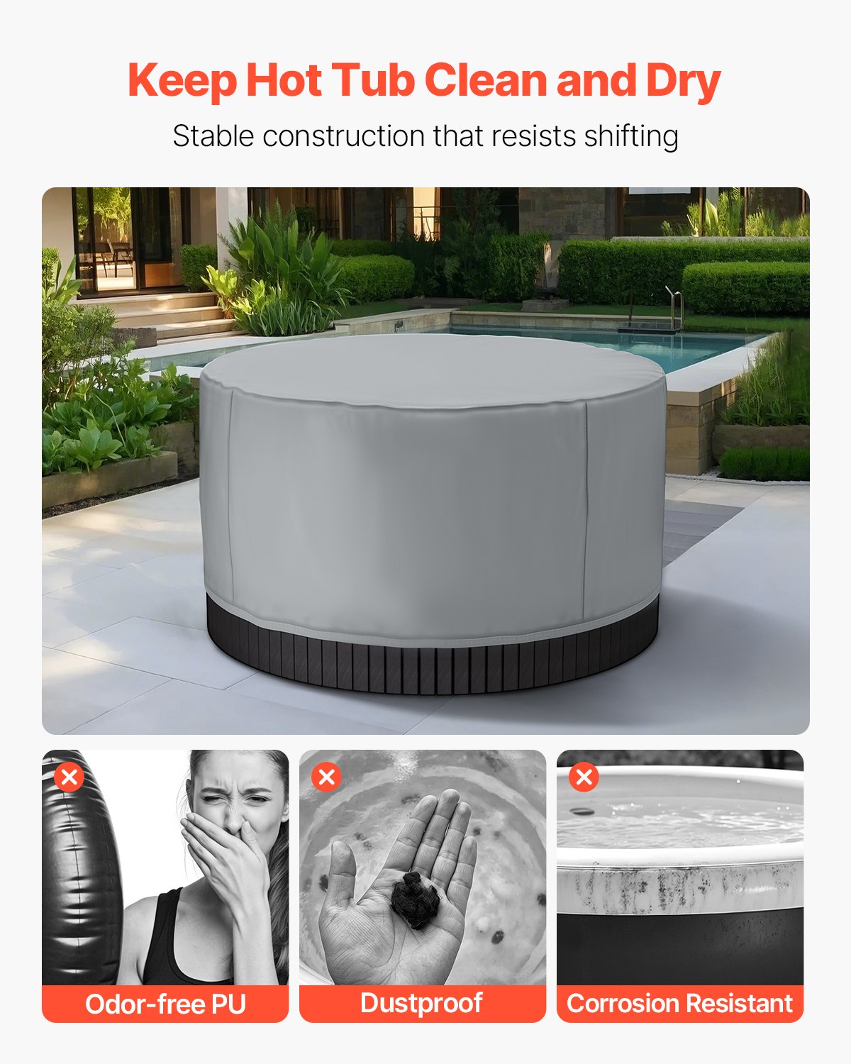 Κάλυμμα Υδρομασάζ VEVOR Στρογγυλό 2000 x 850 mm Ανθεκτικό στις καιρικές συνθήκες και στο νερό, γκρι Κάλυμμα Υδρομασάζ VEVOR Στρογγυλό 2000 x 850 mm Ανθεκτικό στις καιρικές συνθήκες και στο νερό, γκρι