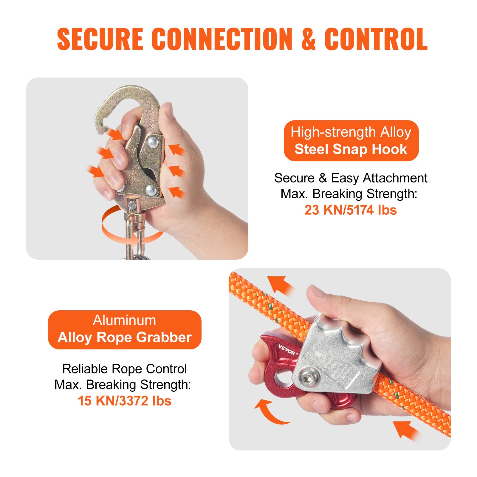 Σχοινί VEVOR 16 χιλιοστών με ατσάλινο πυρήνα, σχοινί δενδροκομίας 3,6 μ. (12 πόδια) για προστασία από πτώσεις Σχοινί VEVOR 16 χιλιοστών με ατσάλινο πυρήνα, σχοινί δενδροκομίας 3,6 μ. (12 πόδια) για προστασία από πτώσεις