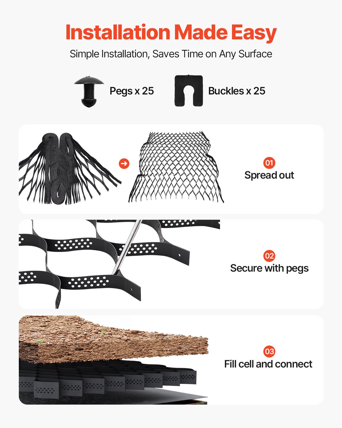 Πλέγμα εδάφους VEVOR, πλέγμα γεωκυψελών βάθους 2 ιντσών, 16,4x6,5FT / 5000x1980mm για χαλίκι Πλέγμα εδάφους VEVOR, πλέγμα γεωκυψελών βάθους 2 ιντσών, 16,4x6,5FT / 5000x1980mm για χαλίκι