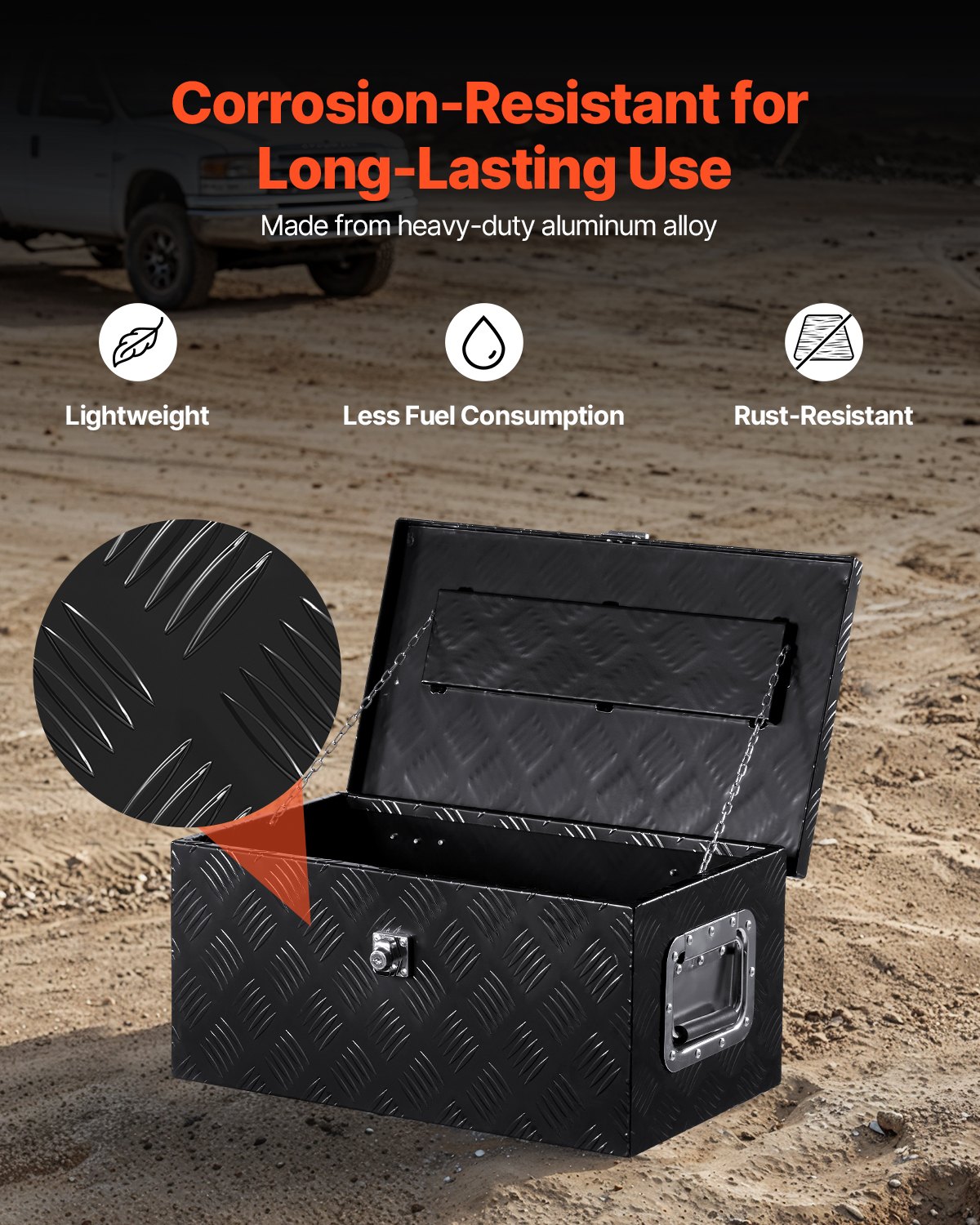 VEVOR 20"x12"x9,5" βαρέως τύπου κουτί εργαλείων αλουμινίου για φορτηγό Pickup RV, μαύρο VEVOR 20"x12"x9,5" βαρέως τύπου κουτί εργαλείων αλουμινίου για φορτηγό Pickup RV, μαύρο