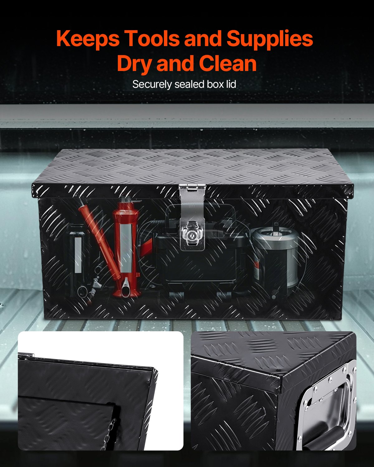 VEVOR 20"x12"x9,5" βαρέως τύπου κουτί εργαλείων αλουμινίου για φορτηγό Pickup RV, μαύρο VEVOR 20"x12"x9,5" βαρέως τύπου κουτί εργαλείων αλουμινίου για φορτηγό Pickup RV, μαύρο