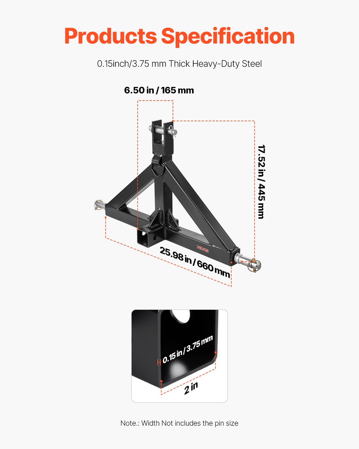 VEVOR Δέκτης ρυμούλκησης 3 σημείων 2" Προσαρμογέας γρήγορης ζεύξης Χωρητικότητα 3000 λίβρες VEVOR Δέκτης ρυμούλκησης 3 σημείων 2" Προσαρμογέας γρήγορης ζεύξης Χωρητικότητα 3000 λίβρες