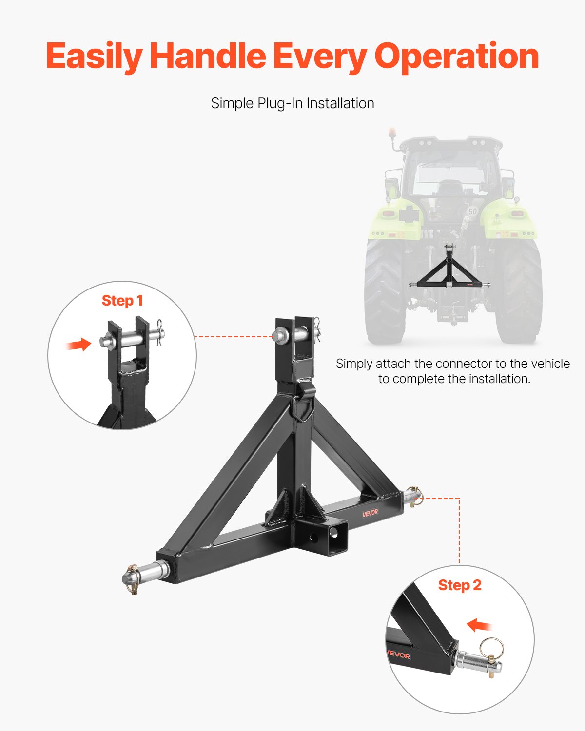 VEVOR Δέκτης ρυμούλκησης 3 σημείων 2" Προσαρμογέας γρήγορης ζεύξης Χωρητικότητα 3000 λίβρες VEVOR Δέκτης ρυμούλκησης 3 σημείων 2" Προσαρμογέας γρήγορης ζεύξης Χωρητικότητα 3000 λίβρες