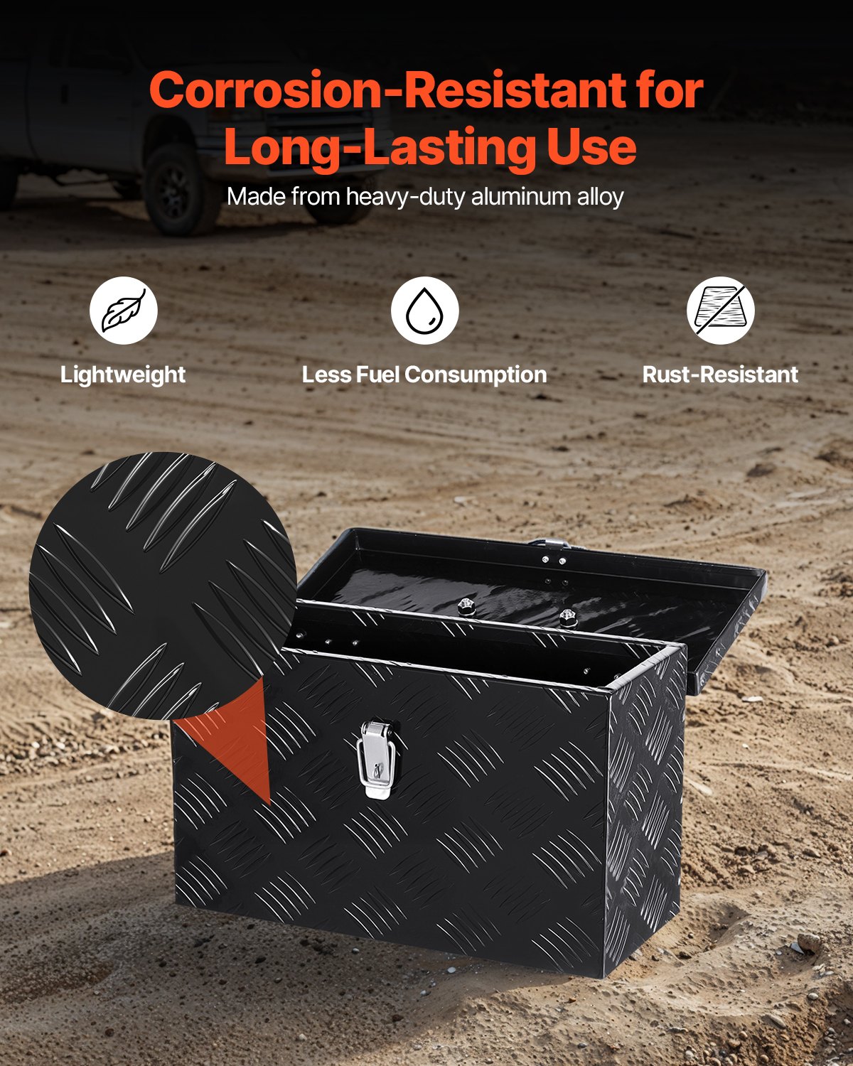 VEVOR 16"x7,5"x10" βαρέως τύπου κουτί εργαλείων αλουμινίου για φορτηγό Pickup RV, μαύρο VEVOR 16"x7,5"x10" βαρέως τύπου κουτί εργαλείων αλουμινίου για φορτηγό Pickup RV, μαύρο