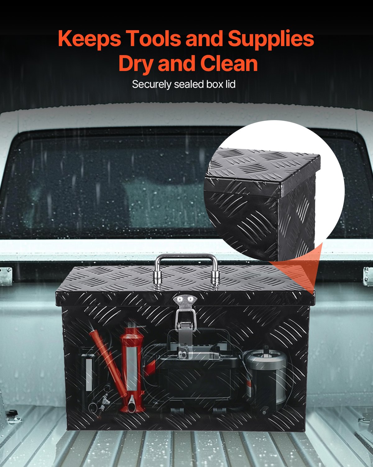 VEVOR 16"x7,5"x10" βαρέως τύπου κουτί εργαλείων αλουμινίου για φορτηγό Pickup RV, μαύρο VEVOR 16"x7,5"x10" βαρέως τύπου κουτί εργαλείων αλουμινίου για φορτηγό Pickup RV, μαύρο