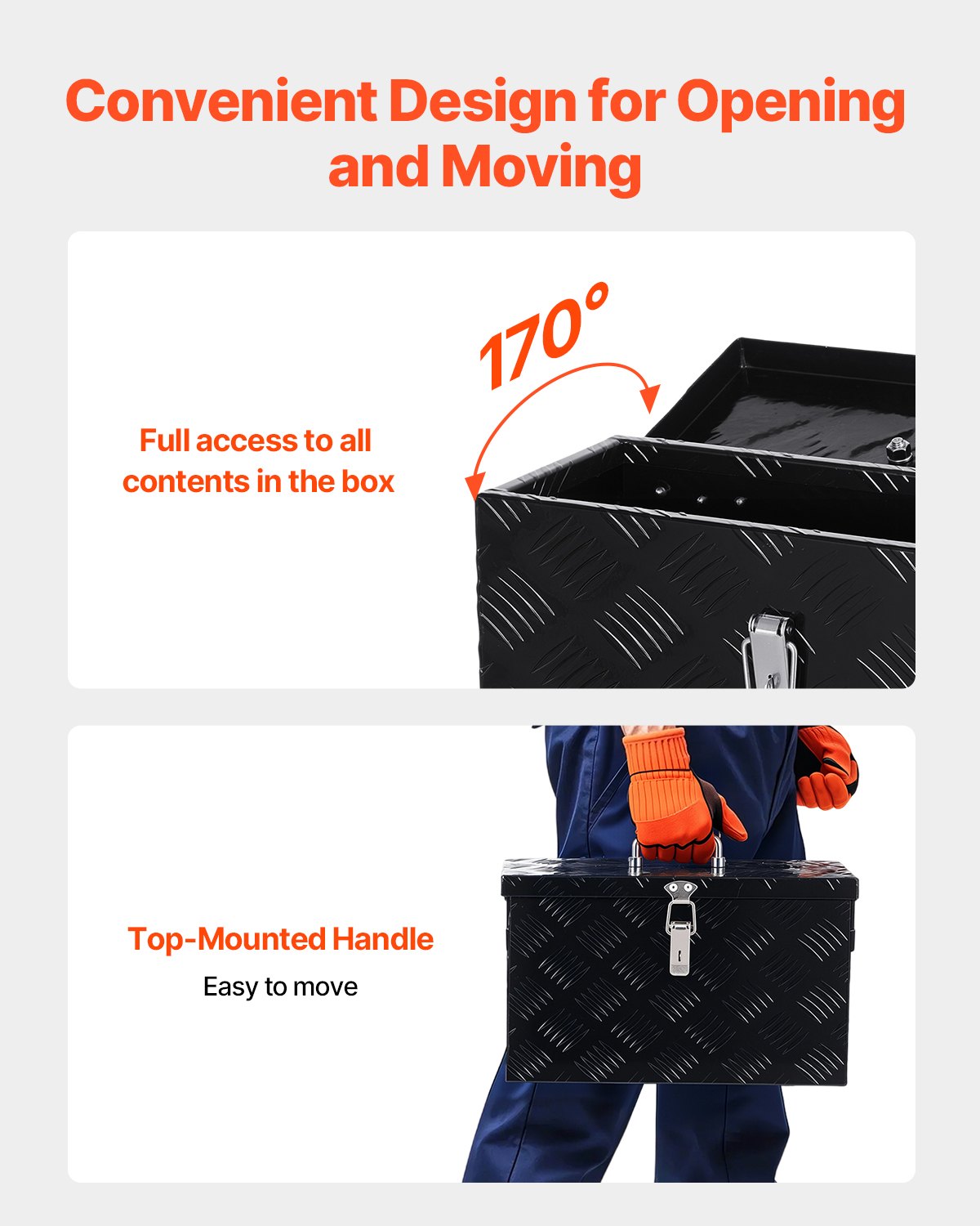 VEVOR 16"x7,5"x10" βαρέως τύπου κουτί εργαλείων αλουμινίου για φορτηγό Pickup RV, μαύρο VEVOR 16"x7,5"x10" βαρέως τύπου κουτί εργαλείων αλουμινίου για φορτηγό Pickup RV, μαύρο