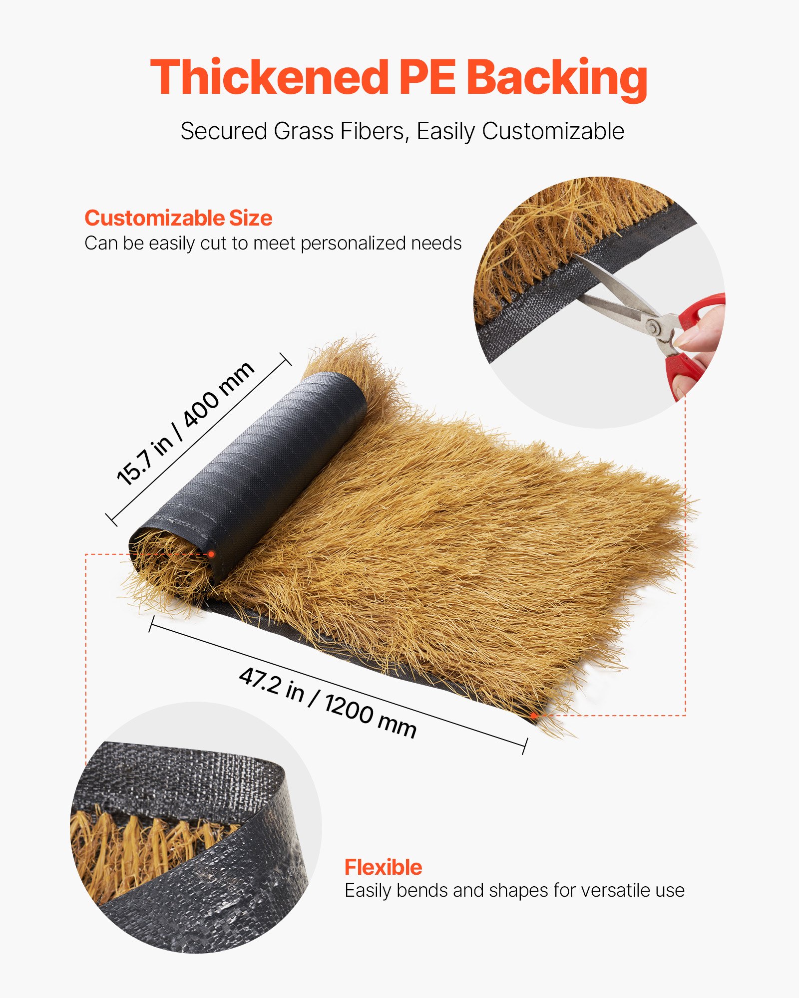 VEVOR Ρολό Στέγης από Thatch Grass 1,3 x 3,9 πόδια Tiki Hut για Φούστα Μπαρ, Διακόσμηση Στέγης για Πάρτι VEVOR Ρολό Στέγης από Thatch Grass 1,3 x 3,9 πόδια Tiki Hut για Φούστα Μπαρ, Διακόσμηση Στέγης για Πάρτι