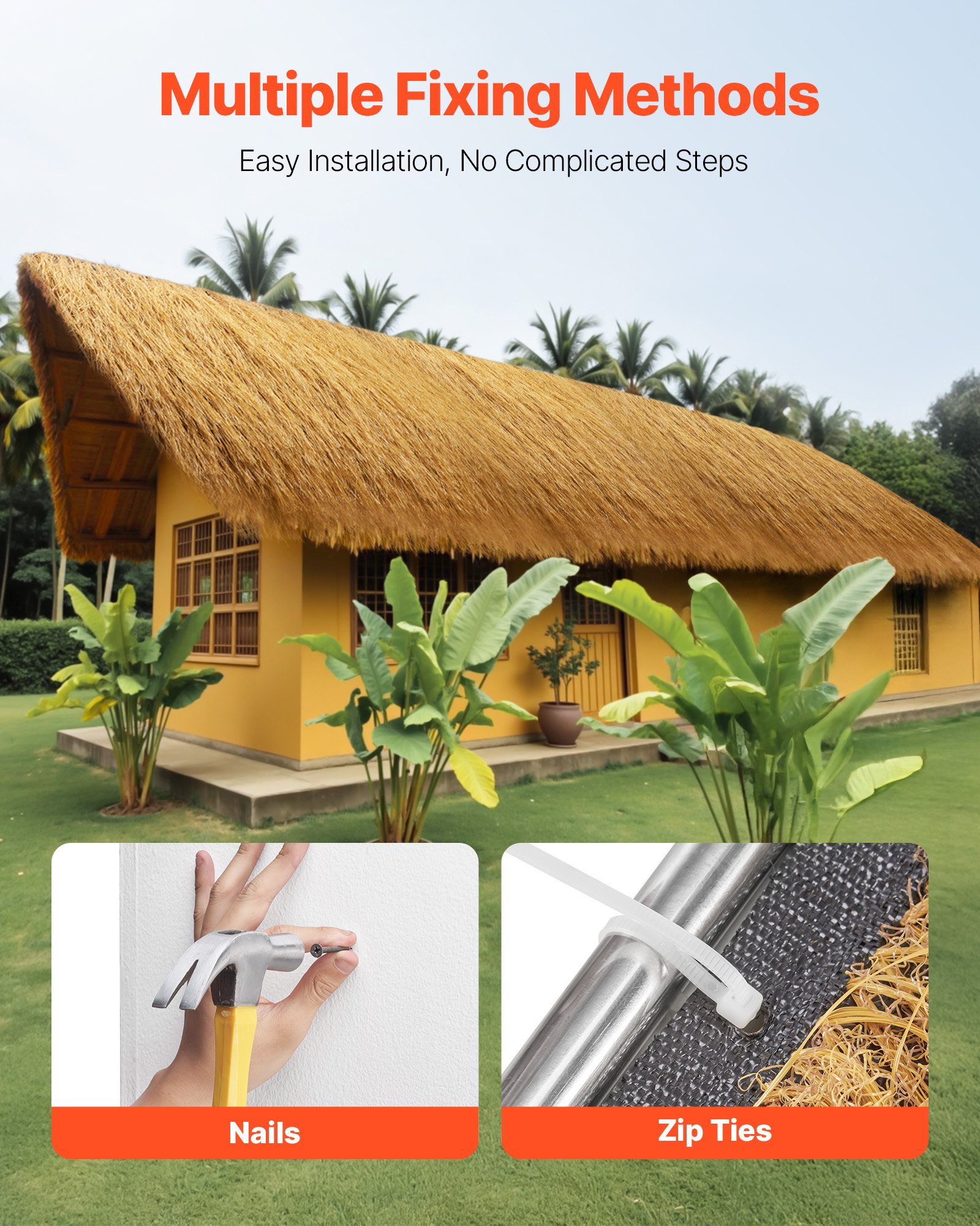 VEVOR Ρολό Στέγης από Thatch Grass 1,3 x 3,9 πόδια Tiki Hut για Φούστα Μπαρ, Διακόσμηση Στέγης για Πάρτι VEVOR Ρολό Στέγης από Thatch Grass 1,3 x 3,9 πόδια Tiki Hut για Φούστα Μπαρ, Διακόσμηση Στέγης για Πάρτι