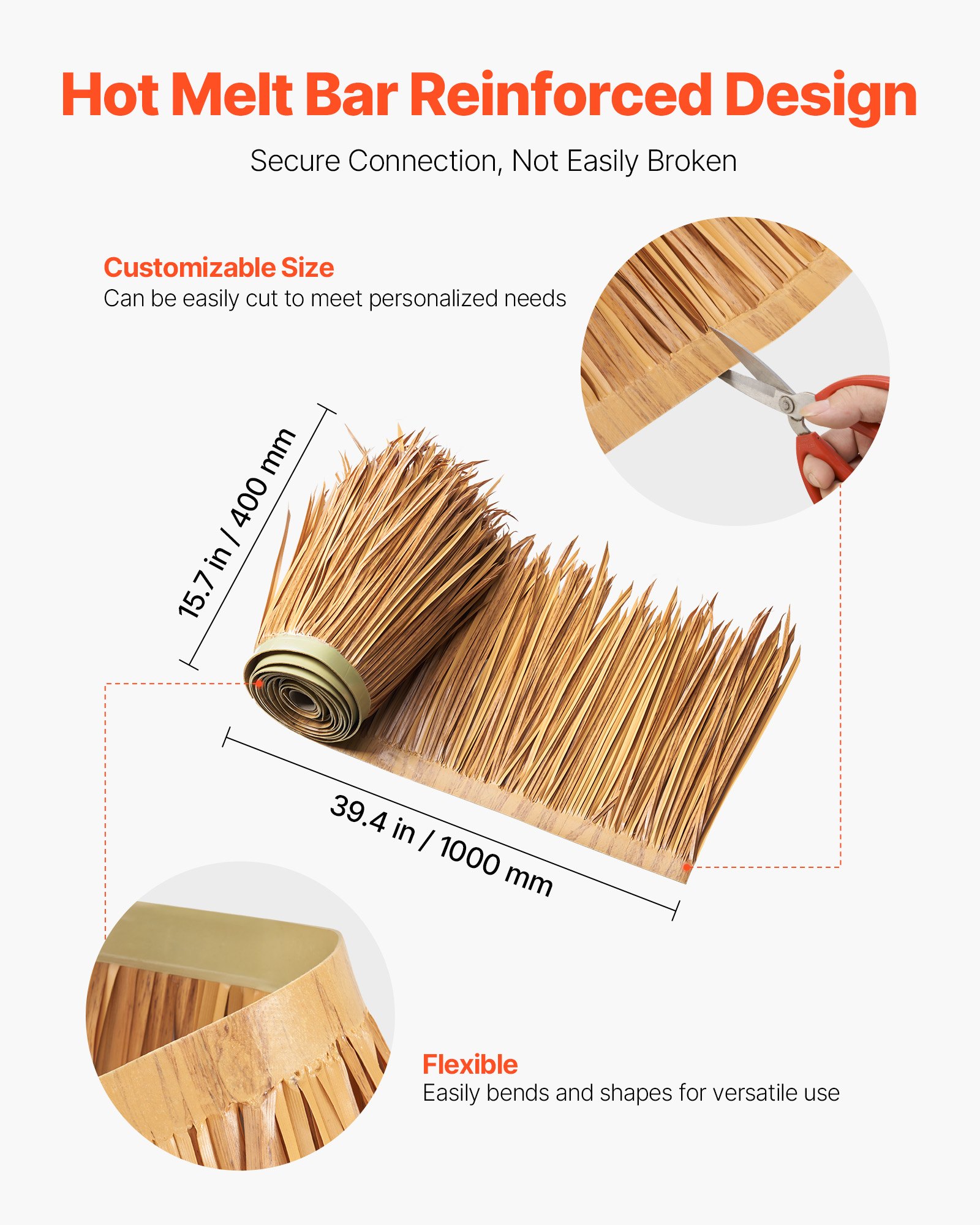 VEVOR 1,3x3,2 πόδια Τεχνητή Στέγη από Αχυρώνα, Μεξικάνικη Καλύβα Τίκι, Στέγη με Φούστα από Χόρτο VEVOR 1,3x3,2 πόδια Τεχνητή Στέγη από Αχυρώνα, Μεξικάνικη Καλύβα Τίκι, Στέγη με Φούστα από Χόρτο