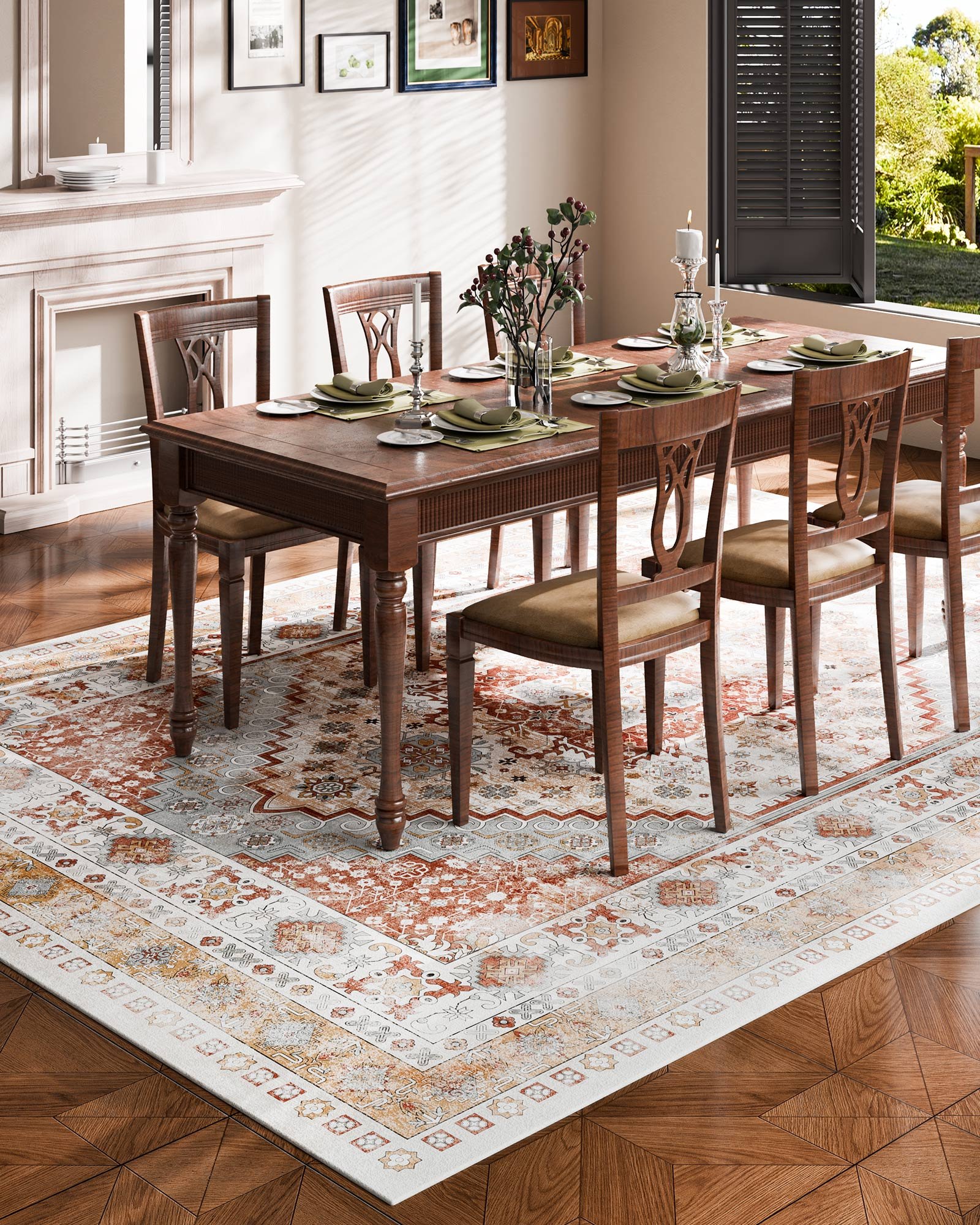 Χαλί μεγάλης επιφάνειας VEVOR 9 x 12 πόδια αντιολισθητικό πατάκι εσωτερικού χώρου Vintage καφέ κόκκινο Χαλί μεγάλης επιφάνειας VEVOR 9 x 12 πόδια αντιολισθητικό πατάκι εσωτερικού χώρου Vintage καφέ κόκκινο