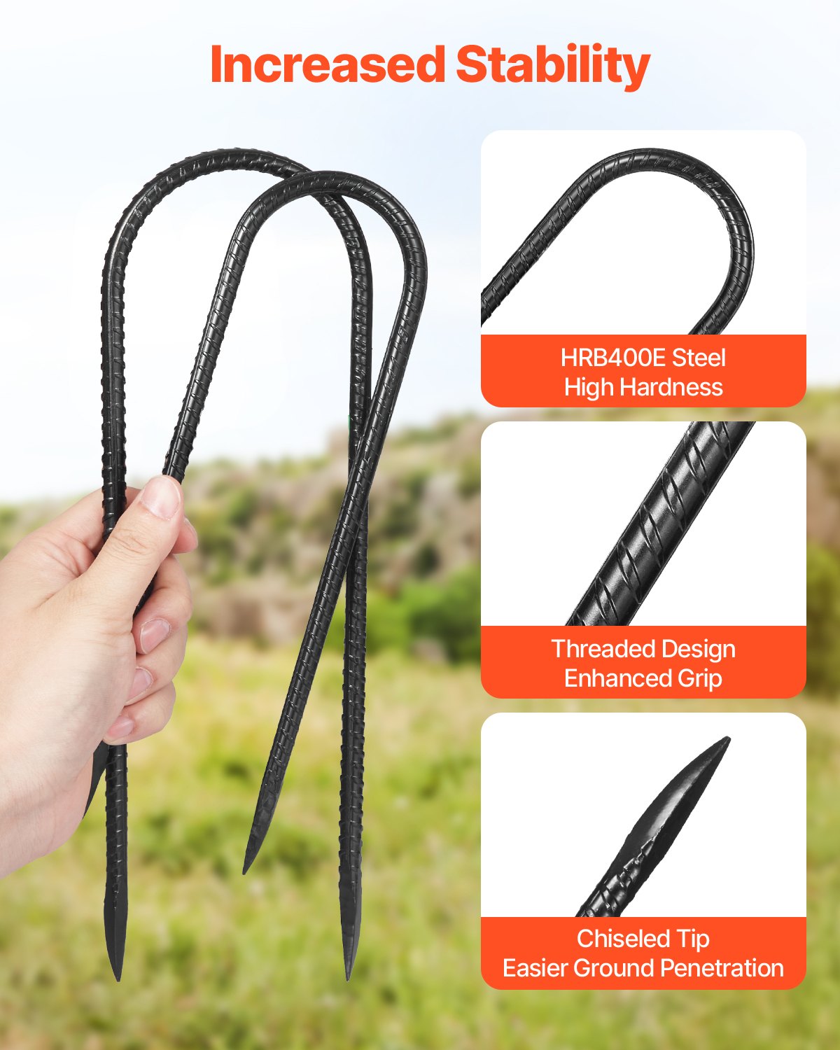 VEVOR 10 ιντσών, 12 τεμάχια, άγκυρες γείωσης από γαλβανισμένο οπλισμό βαρέως τύπου σε σχήμα U VEVOR 10 ιντσών, 12 τεμάχια, άγκυρες γείωσης από γαλβανισμένο οπλισμό βαρέως τύπου σε σχήμα U