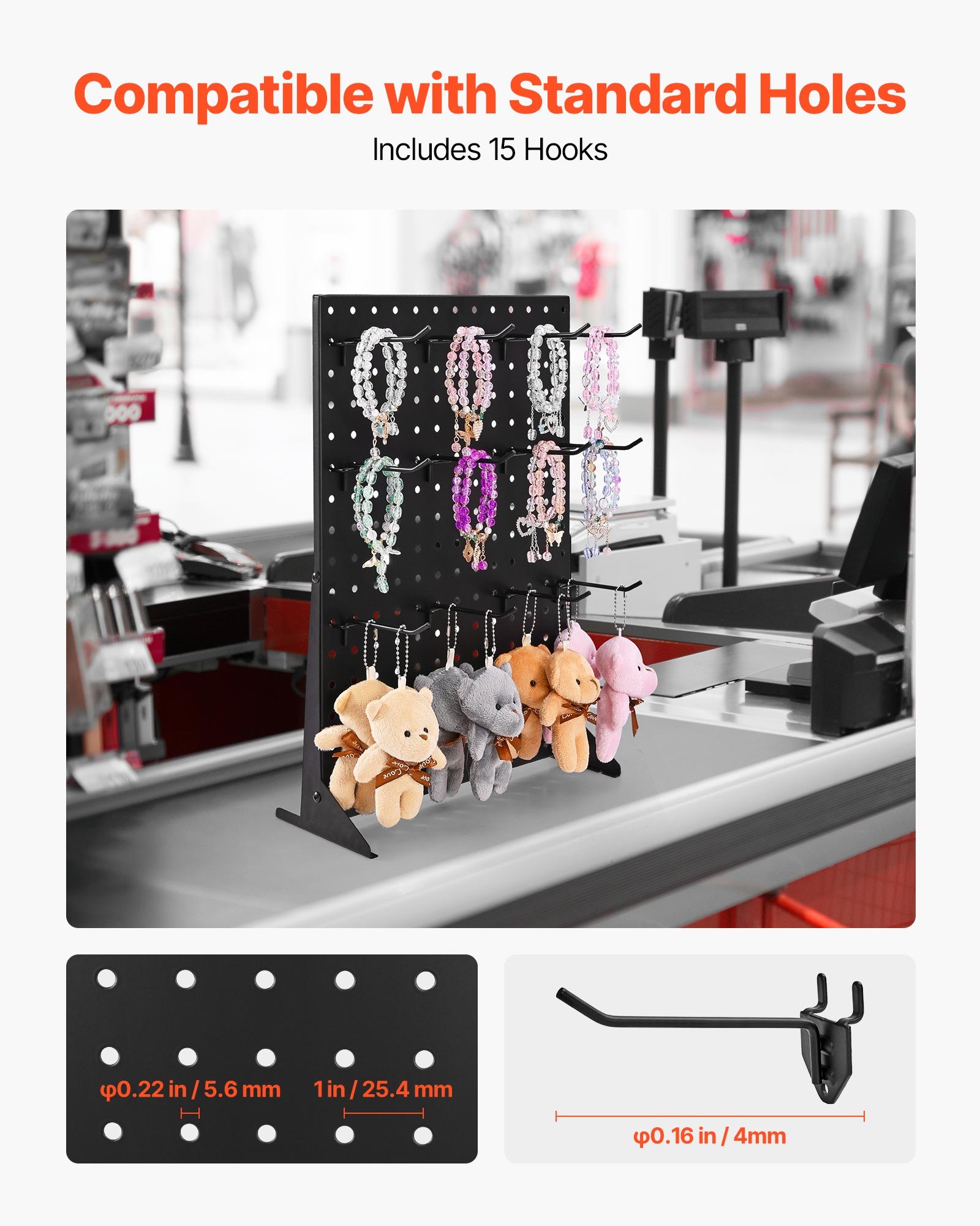 Βάση προβολής VEVOR Pegboard με 15 γάντζους, μαύρη (1 τεμάχιο) Βάση προβολής VEVOR Pegboard με 15 γάντζους, μαύρη (1 τεμάχιο)
