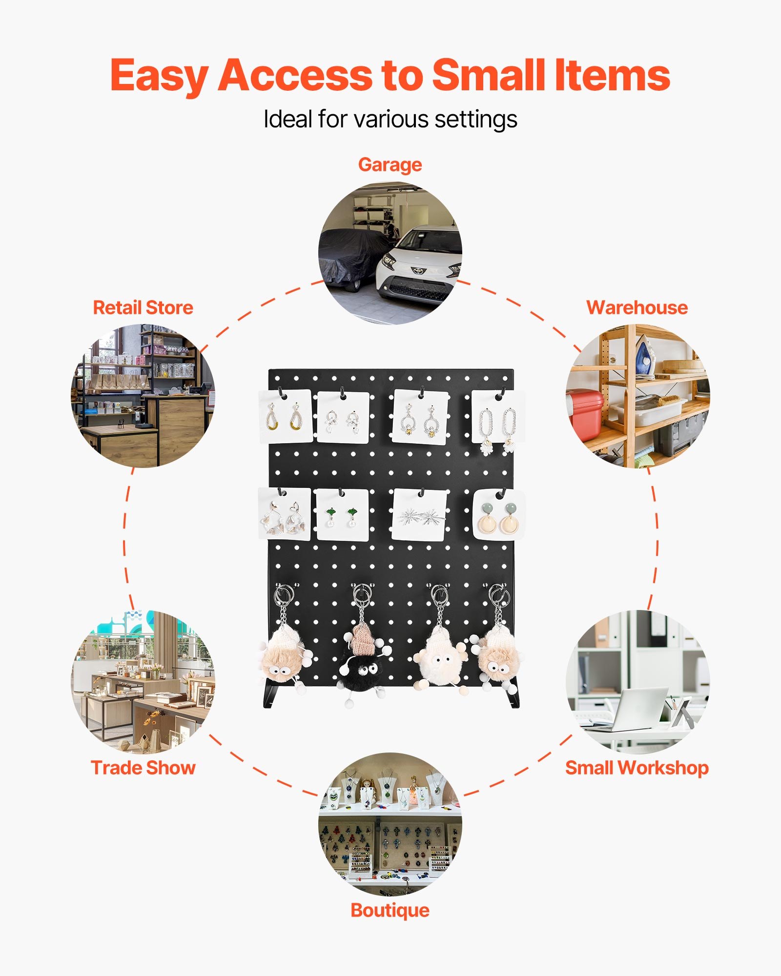 Βάση προβολής VEVOR Pegboard με 15 γάντζους, μαύρη (1 τεμάχιο) Βάση προβολής VEVOR Pegboard με 15 γάντζους, μαύρη (1 τεμάχιο)