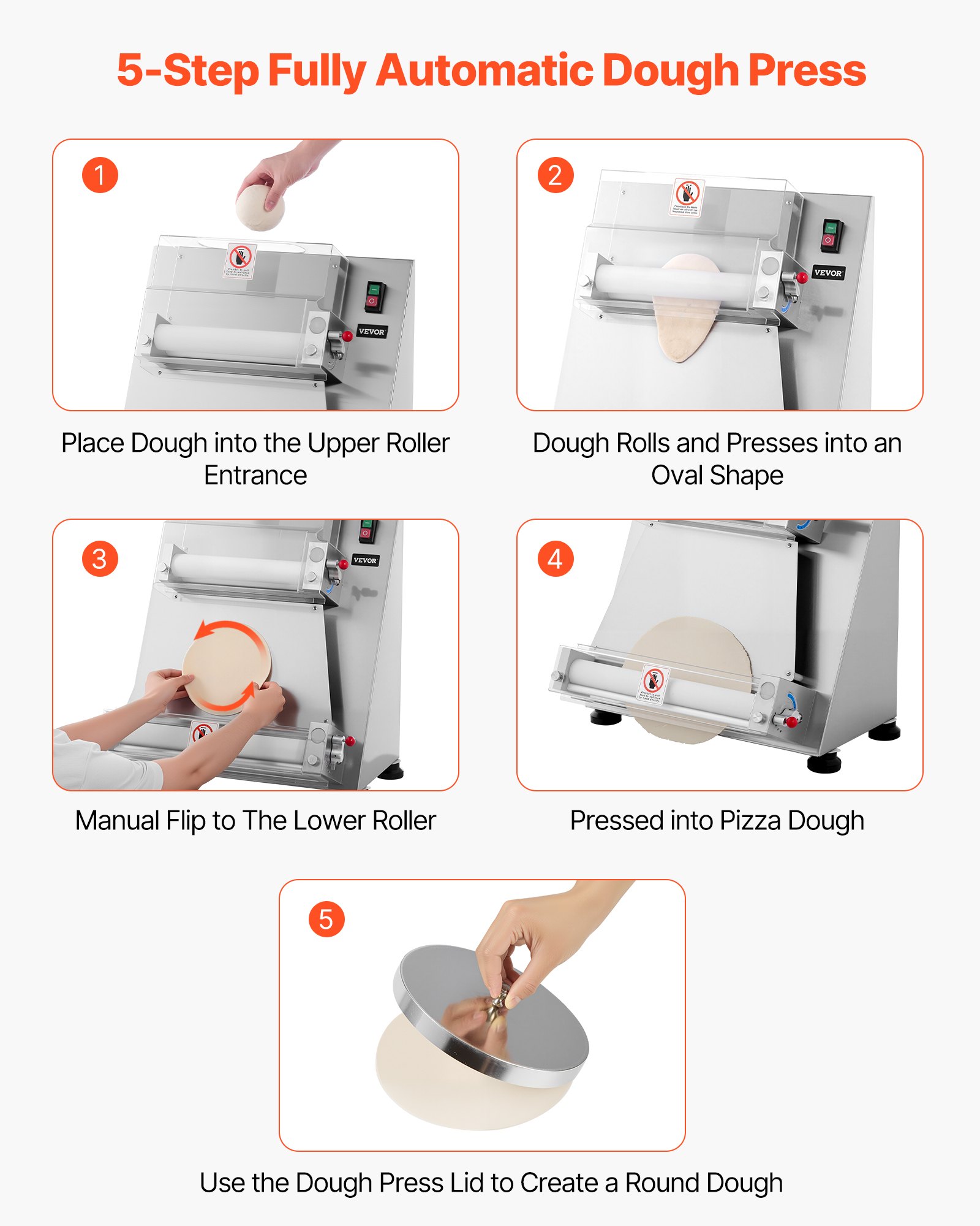 VEVOR 16 ιντσών ρολό ζύμης πίτσας ημιαυτόματη επαγγελματική πρέσα ζύμης VEVOR 16 ιντσών ρολό ζύμης πίτσας ημιαυτόματη επαγγελματική πρέσα ζύμης