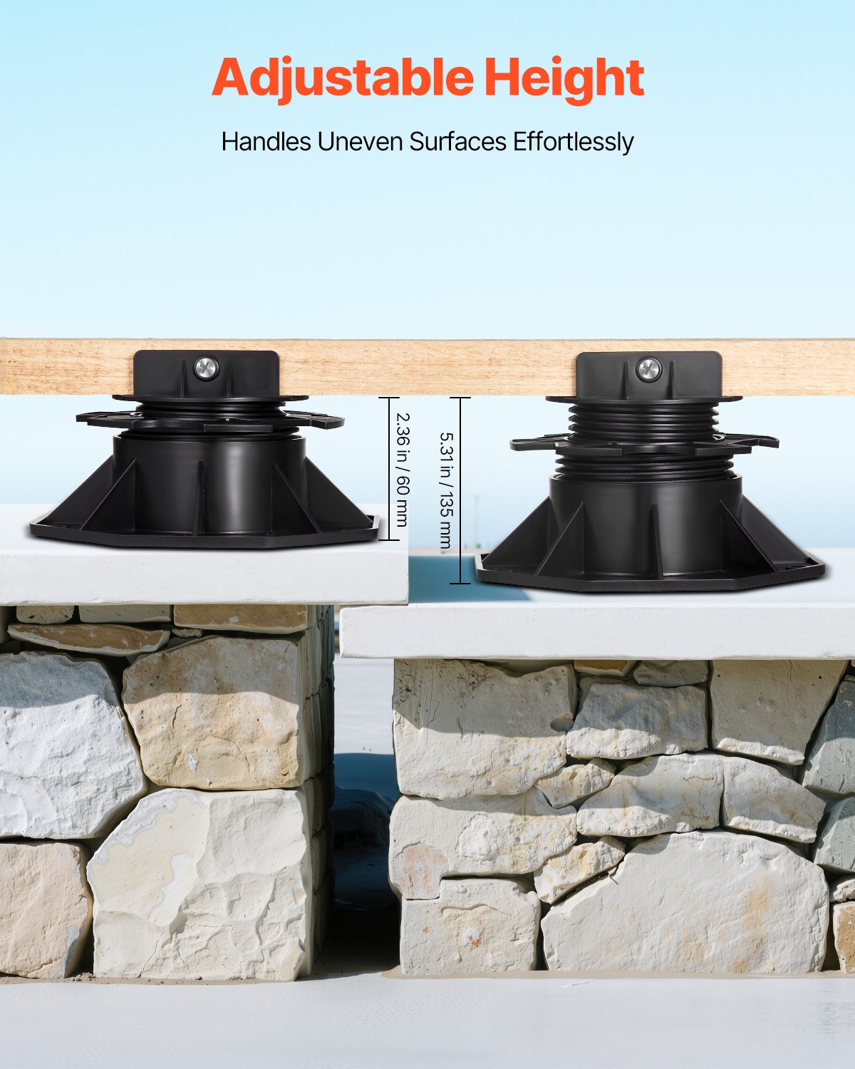 VEVOR 24 τεμάχια Ρυθμιζόμενη βάση στήριξης καταστρώματος με βάση στήριξης 2,36-5,31 ίντσες VEVOR 24 τεμάχια Ρυθμιζόμενη βάση στήριξης καταστρώματος με βάση στήριξης 2,36-5,31 ίντσες