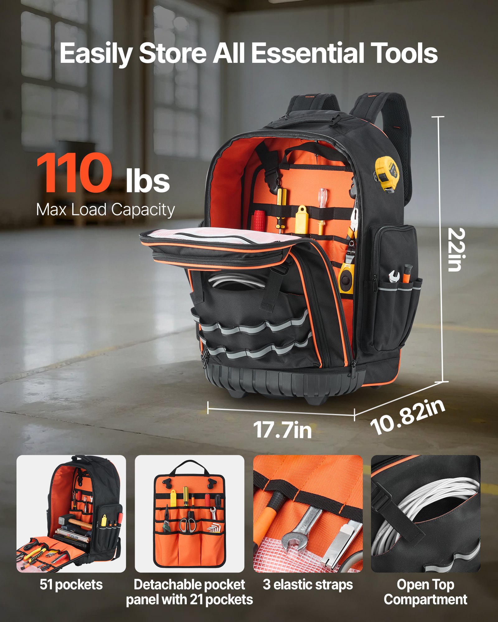 Σακίδιο πλάτης VEVOR Rolling Tool 72 τσέπες, βαρέως τύπου, με ρόδες Σακίδιο πλάτης VEVOR Rolling Tool 72 τσέπες, βαρέως τύπου, με ρόδες