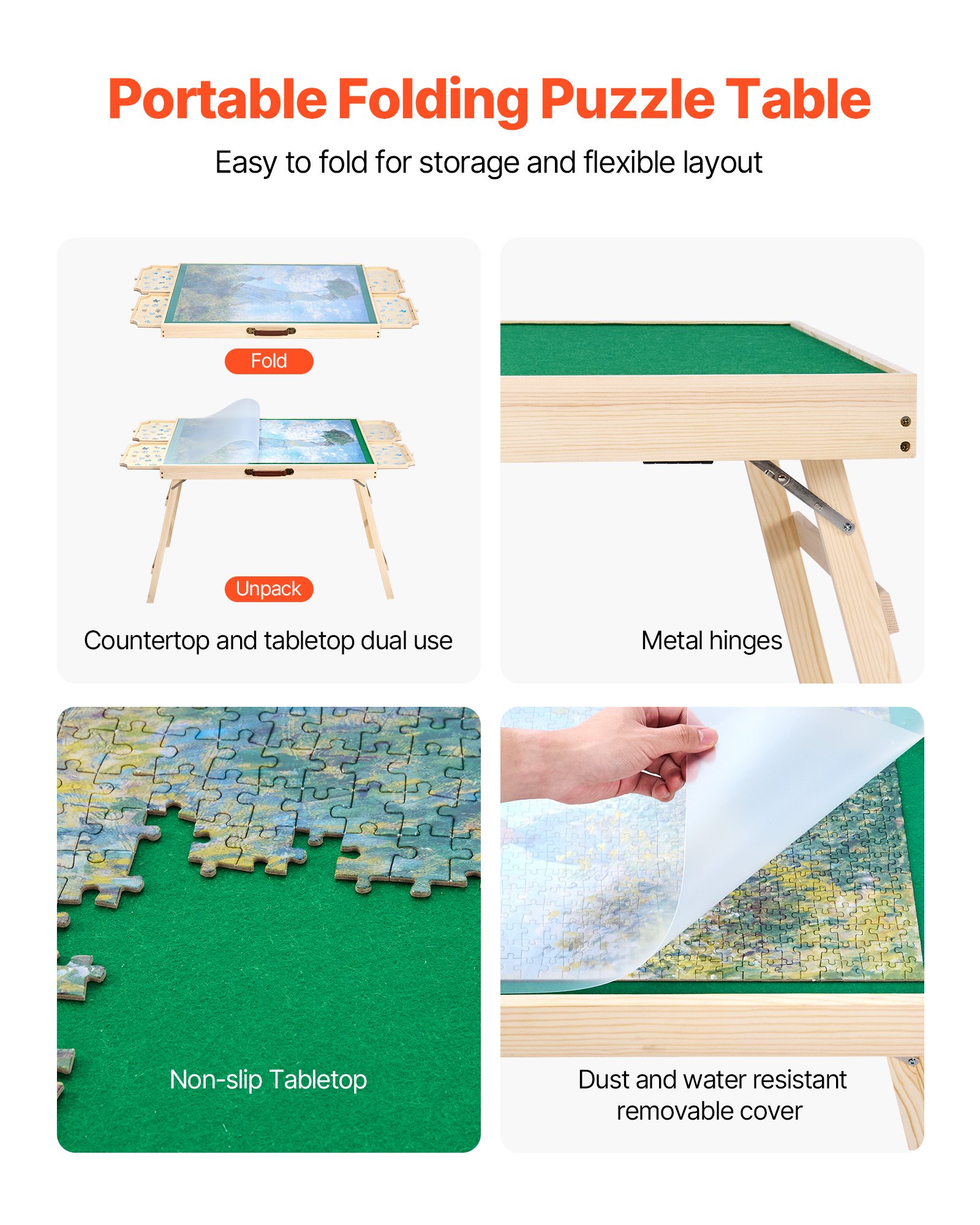 VEVOR Φορητό Ξύλινο Παζλ 1500 Τεμαχίων με Πτυσσόμενο Πόδι 86x63εκ. VEVOR Φορητό Ξύλινο Παζλ 1500 Τεμαχίων με Πτυσσόμενο Πόδι 86x63εκ.