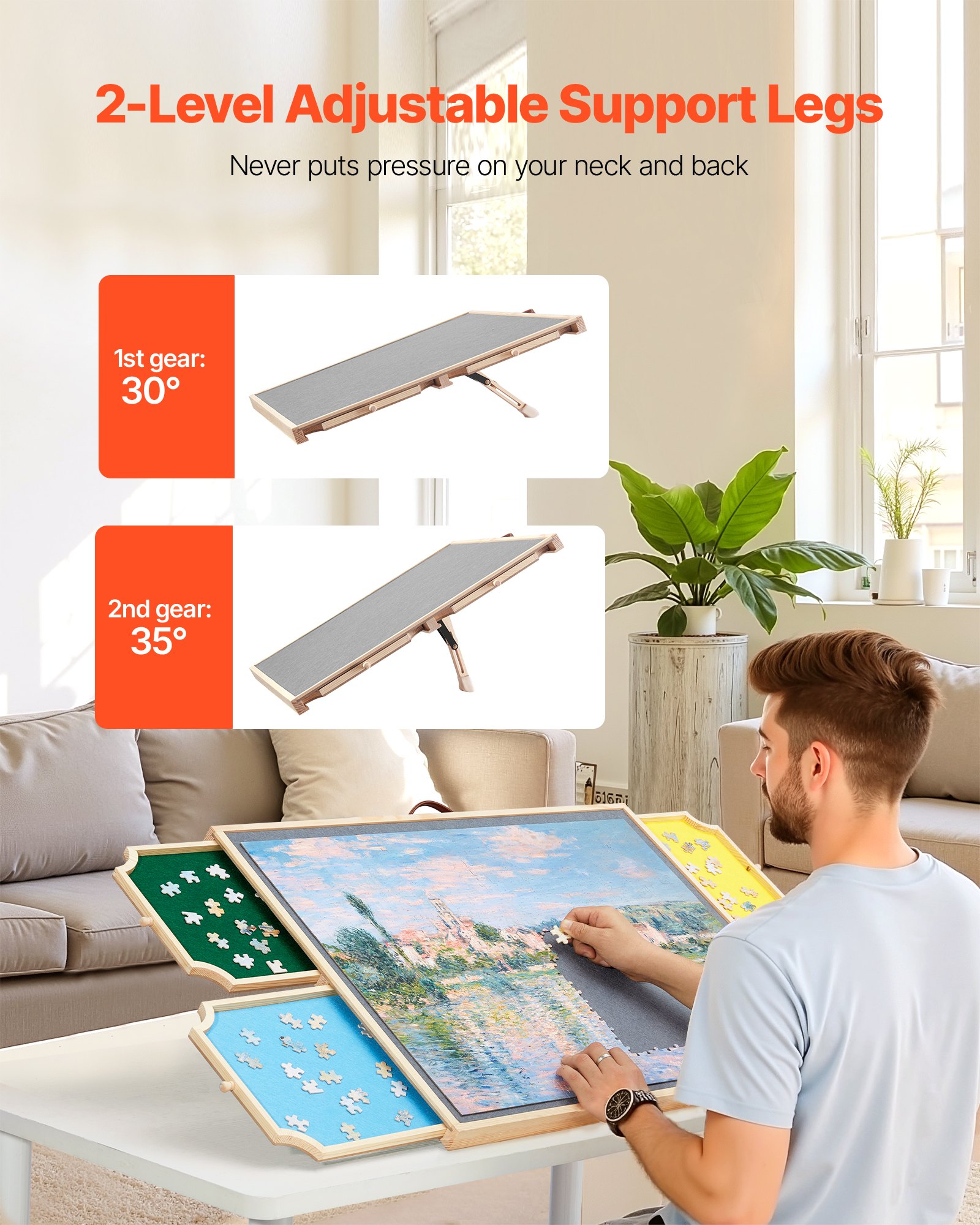 VEVOR Φορητό Ξύλινο Παζλ 1000 Τεμαχίων με Κάλυμμα Συρταριού 73x53εκ. VEVOR Φορητό Ξύλινο Παζλ 1000 Τεμαχίων με Κάλυμμα Συρταριού 73x53εκ.