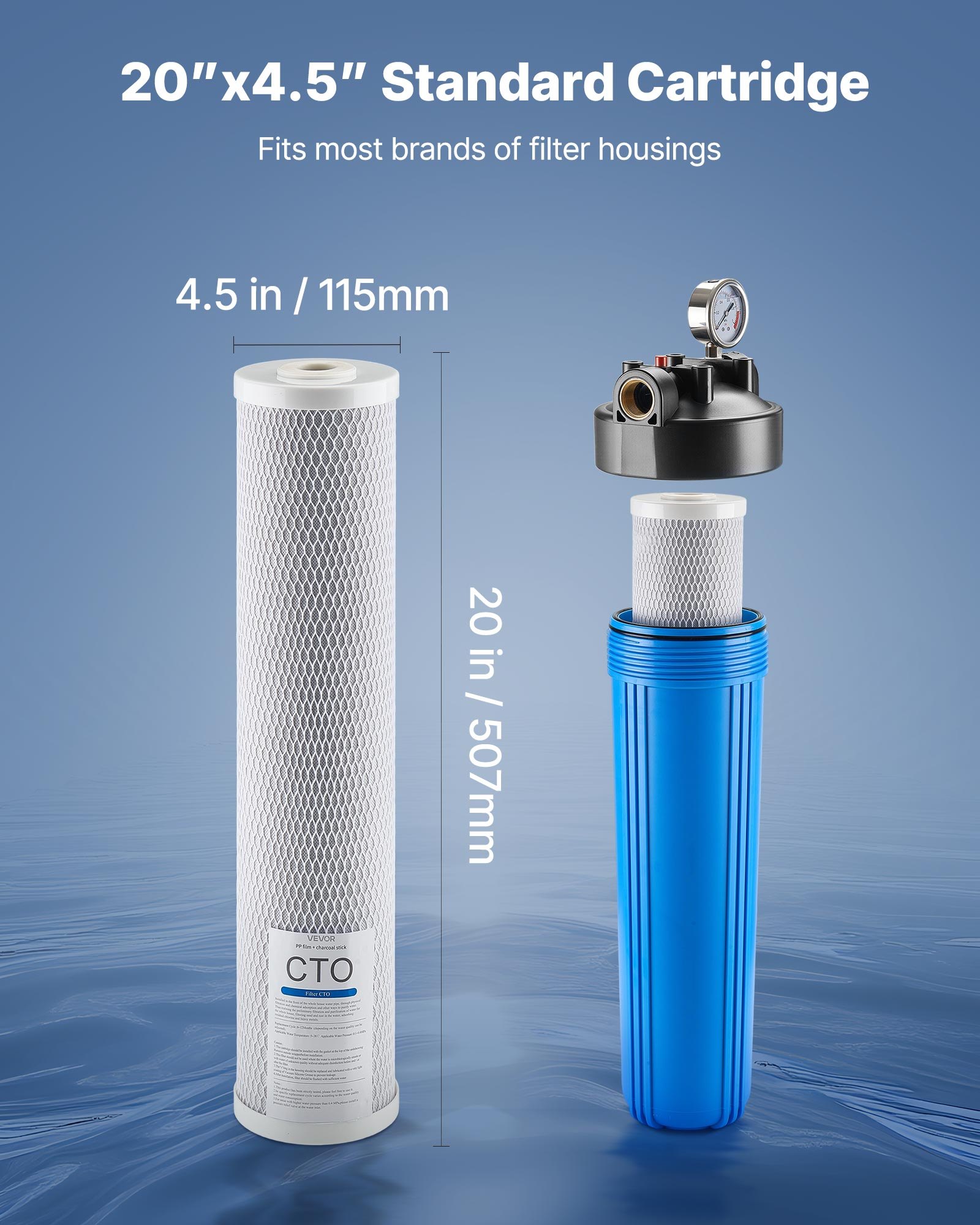 Whole House Water Filter Replacement Cartridge 4.5"x20" CTO Carbon 2 Pack | VEVOR US Whole House Water Filter Replacement Cartridge 4.5"x20" CTO Carbon 2 Pack | VEVOR US