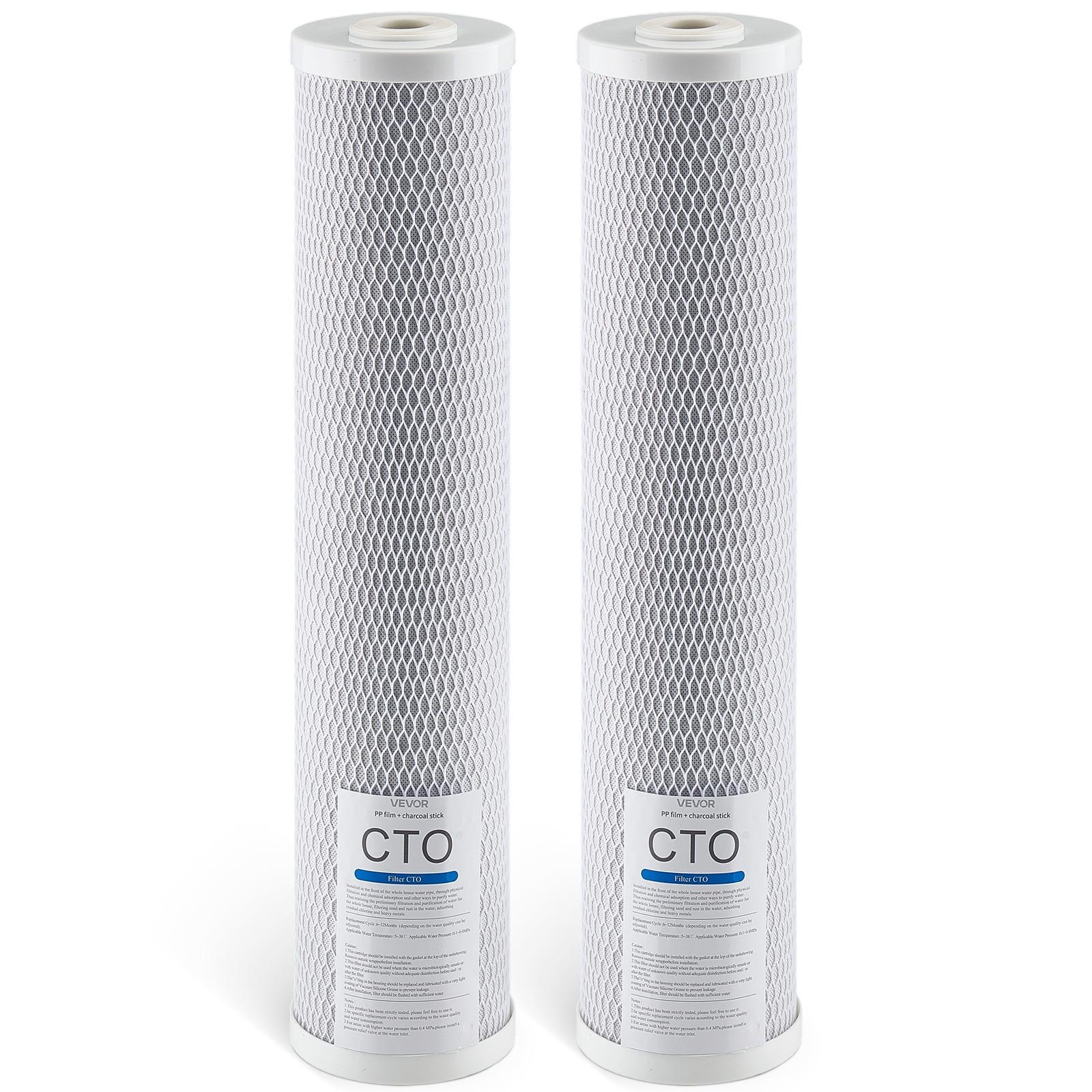 Whole House Water Filter Replacement Cartridge 4.5"x20" CTO Carbon 2 Pack | VEVOR US Whole House Water Filter Replacement Cartridge 4.5"x20" CTO Carbon 2 Pack | VEVOR US