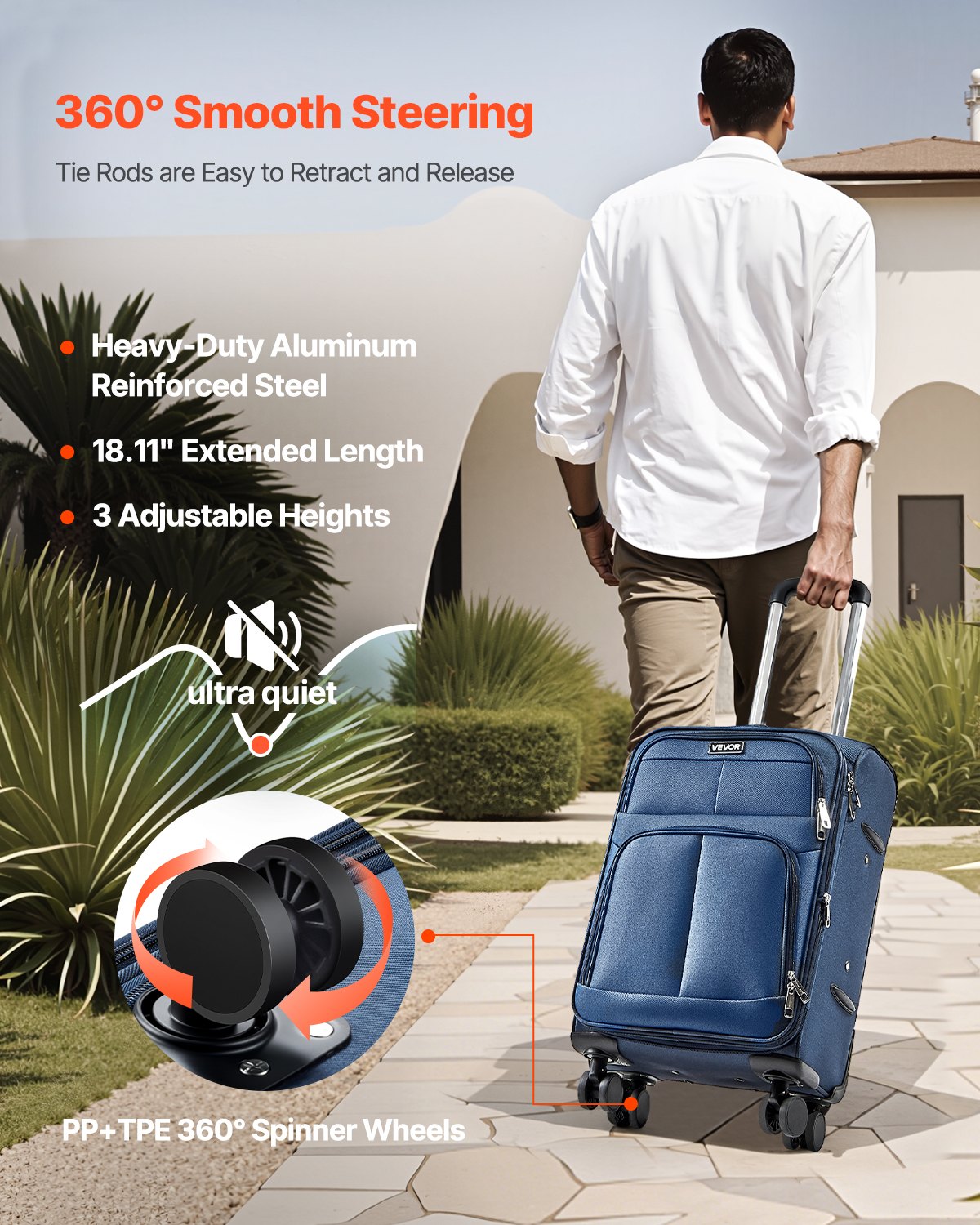 20-Inch Softside Expandable Luggage with Spinner Wheels Carry on Suitcase Blue | VEVOR US 20-Inch Softside Expandable Luggage with Spinner Wheels Carry on Suitcase Blue | VEVOR US