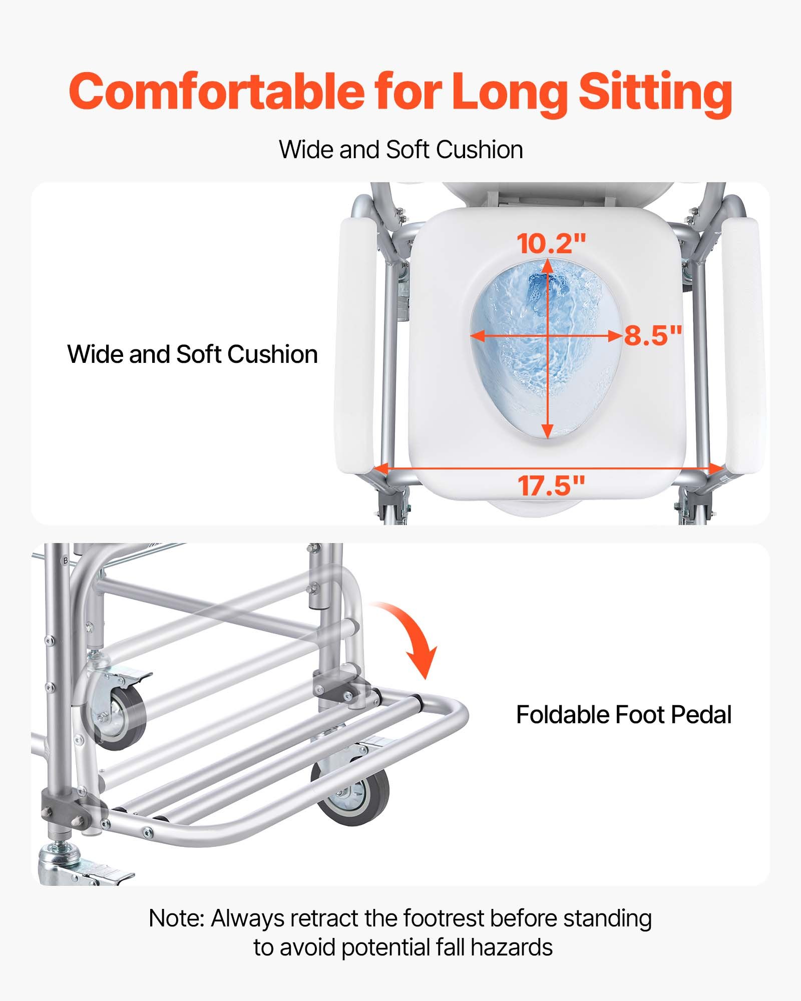 Πολυθρόνα Κομοδίνου VEVOR με 4 Ρόδες, Υπερυψωμένο Κάθισμα Τουαλέτας 4 σε 1, 135 κιλά Πολυθρόνα Κομοδίνου VEVOR με 4 Ρόδες, Υπερυψωμένο Κάθισμα Τουαλέτας 4 σε 1, 135 κιλά
