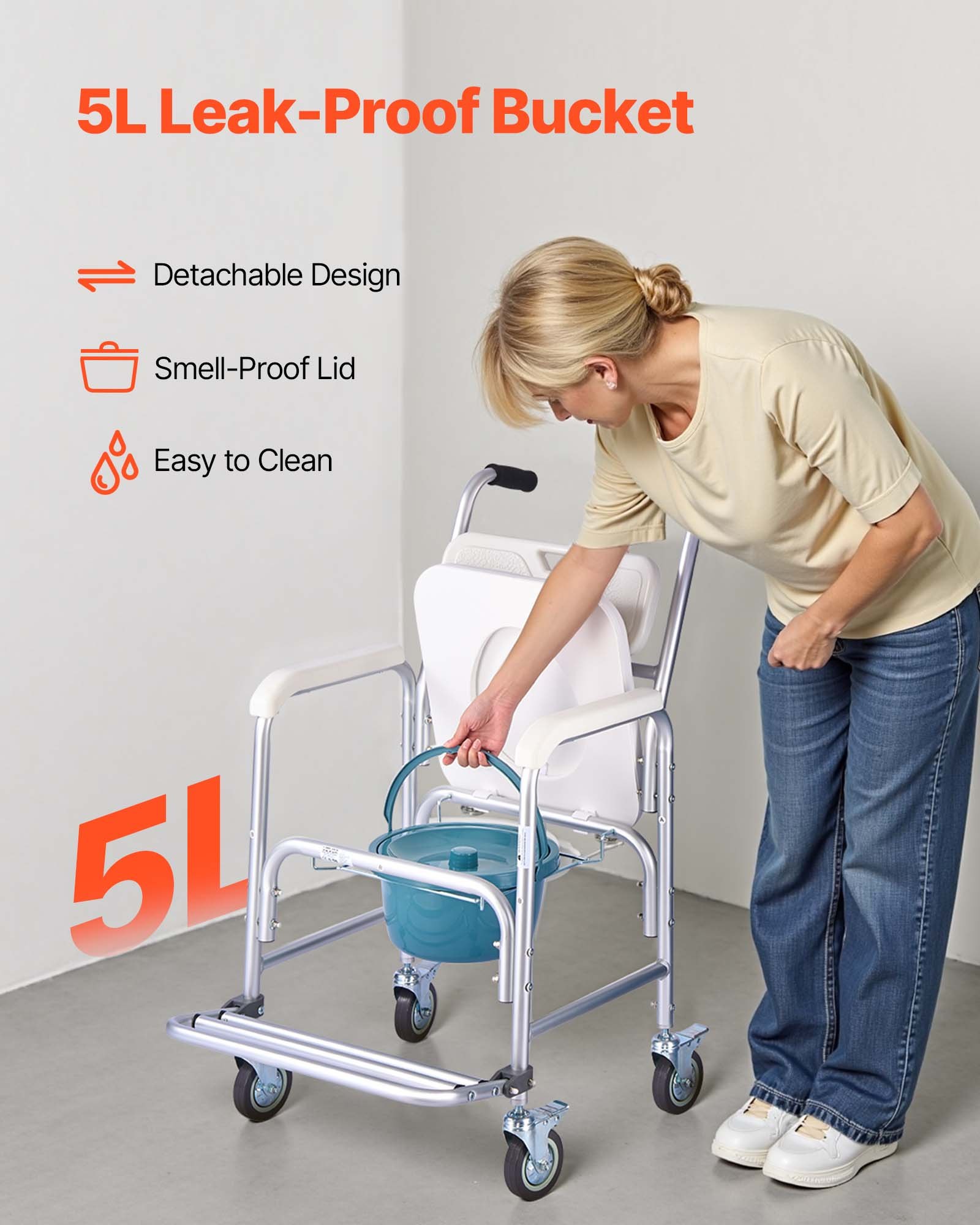 Πολυθρόνα Κομοδίνου VEVOR με 4 Ρόδες, Υπερυψωμένο Κάθισμα Τουαλέτας 4 σε 1, 135 κιλά Πολυθρόνα Κομοδίνου VEVOR με 4 Ρόδες, Υπερυψωμένο Κάθισμα Τουαλέτας 4 σε 1, 135 κιλά