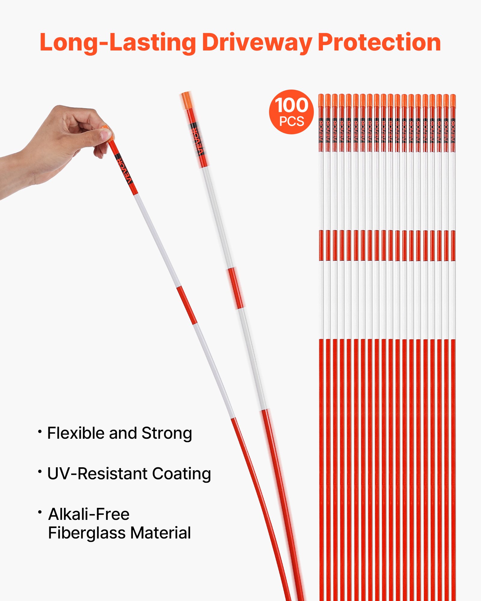 VEVOR 100 τεμάχια ανακλαστικοί δείκτες δρόμου 5/16" Dia 72 in ανακλαστήρες χιονιού VEVOR 100 τεμάχια ανακλαστικοί δείκτες δρόμου 5/16" Dia 72 in ανακλαστήρες χιονιού