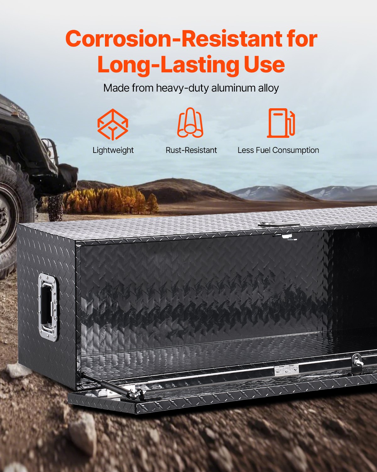 VEVOR 49"x15"x15" Βαρέως Τύπου Κουτί Εργαλείων Φορτηγού από Αλουμίνιο για Pickup RV, Μαύρο VEVOR 49"x15"x15" Βαρέως Τύπου Κουτί Εργαλείων Φορτηγού από Αλουμίνιο για Pickup RV, Μαύρο
