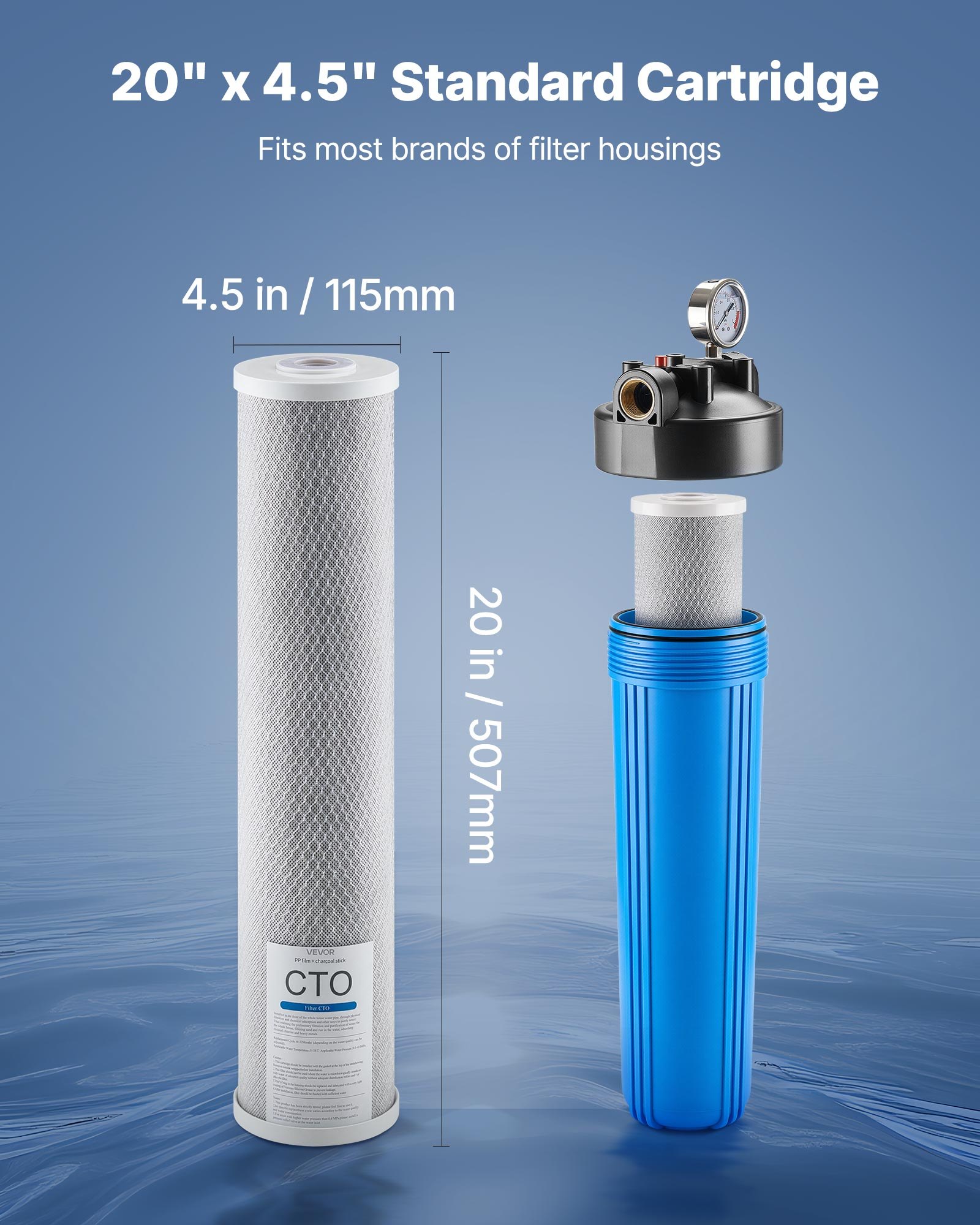 Ανταλλακτικό φίλτρο νερού VEVOR για ολόκληρο το σπίτι, ανταλλακτικό φίλτρο CTO Carbon 4,5"x20" 1 συσκευασία Ανταλλακτικό φίλτρο νερού VEVOR για ολόκληρο το σπίτι, ανταλλακτικό φίλτρο CTO Carbon 4,5"x20" 1 συσκευασία