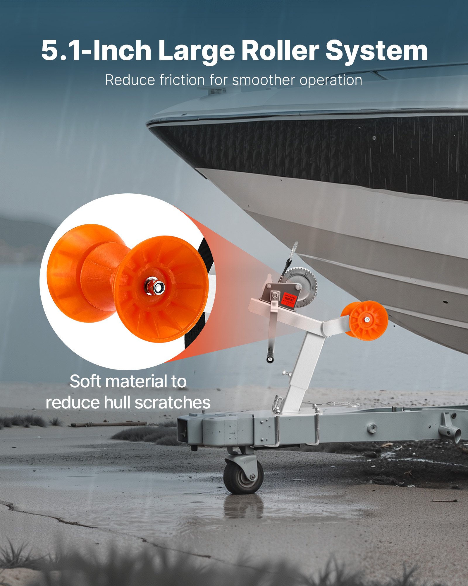 Βάση Βαρούλκου Ρυμούλκησης Σκάφους VEVOR με Ράουλο Βάση Βαρούλκου Σκάφους 544 kg Βάση Βαρούλκου Ρυμούλκησης Σκάφους VEVOR με Ράουλο Βάση Βαρούλκου Σκάφους 544 kg