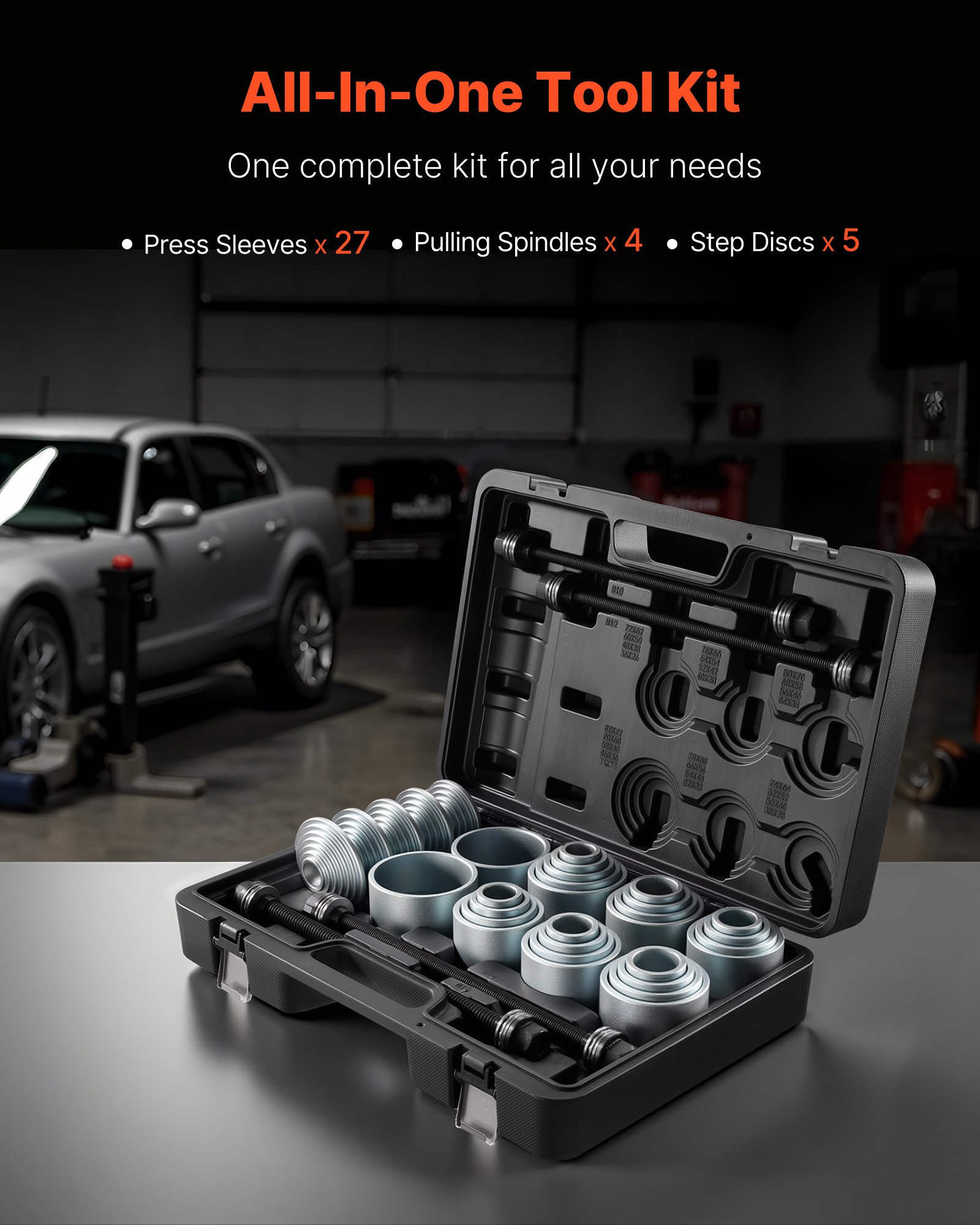 Σετ μανίκιων έλξης και πίεσης VEVOR, σετ εργαλείων αφαίρεσης ρουλεμάν δακτυλίου, 36 τεμάχια Σετ μανίκιων έλξης και πίεσης VEVOR, σετ εργαλείων αφαίρεσης ρουλεμάν δακτυλίου, 36 τεμάχια